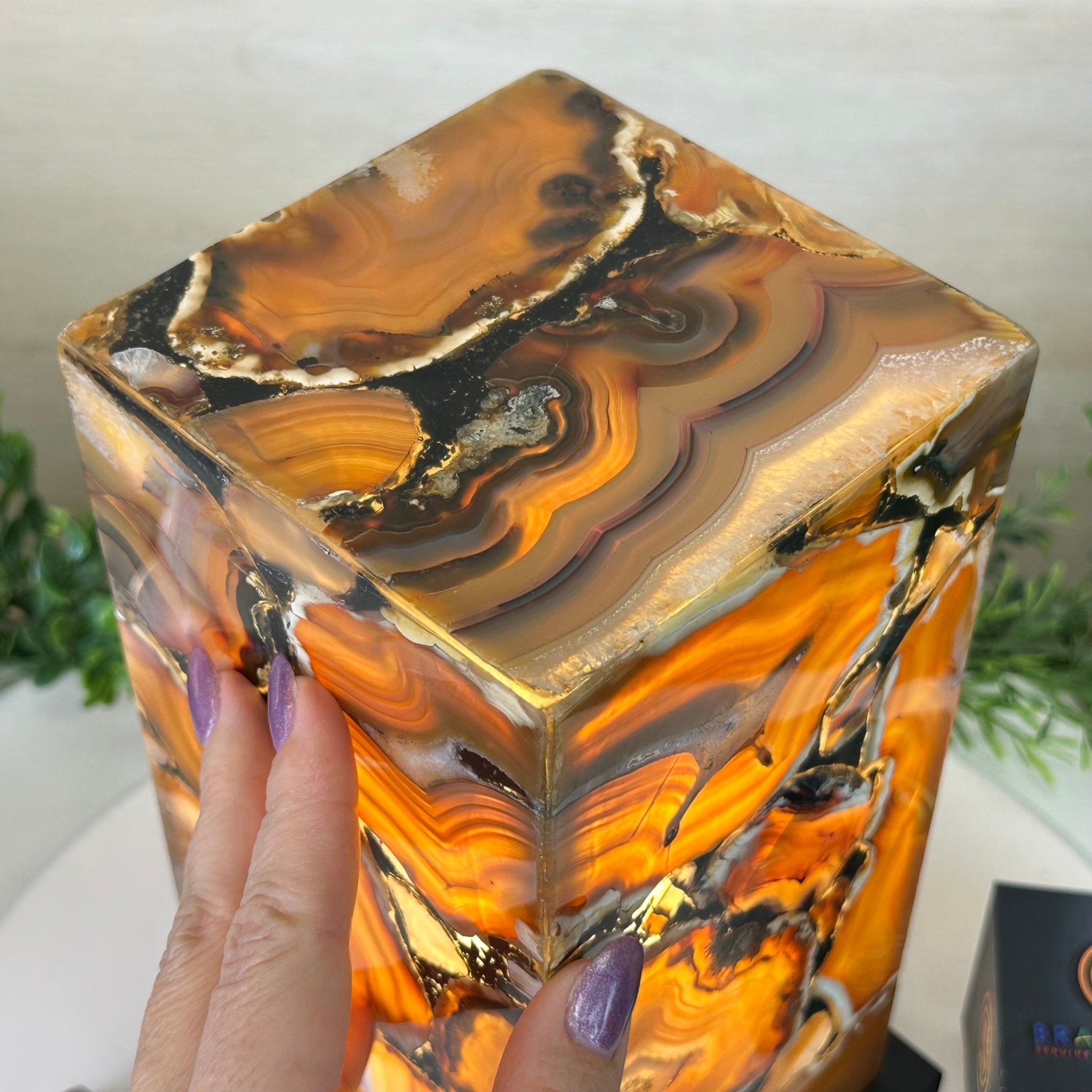 Handmade Natural Agate LED Lamp w/ Wood Base, 10.9” Tall #2003NA - 010 - Brazil GemsBrazil GemsHandmade Natural Agate LED Lamp w/ Wood Base, 10.9” Tall #2003NA - 010Lamps2003NA - 010