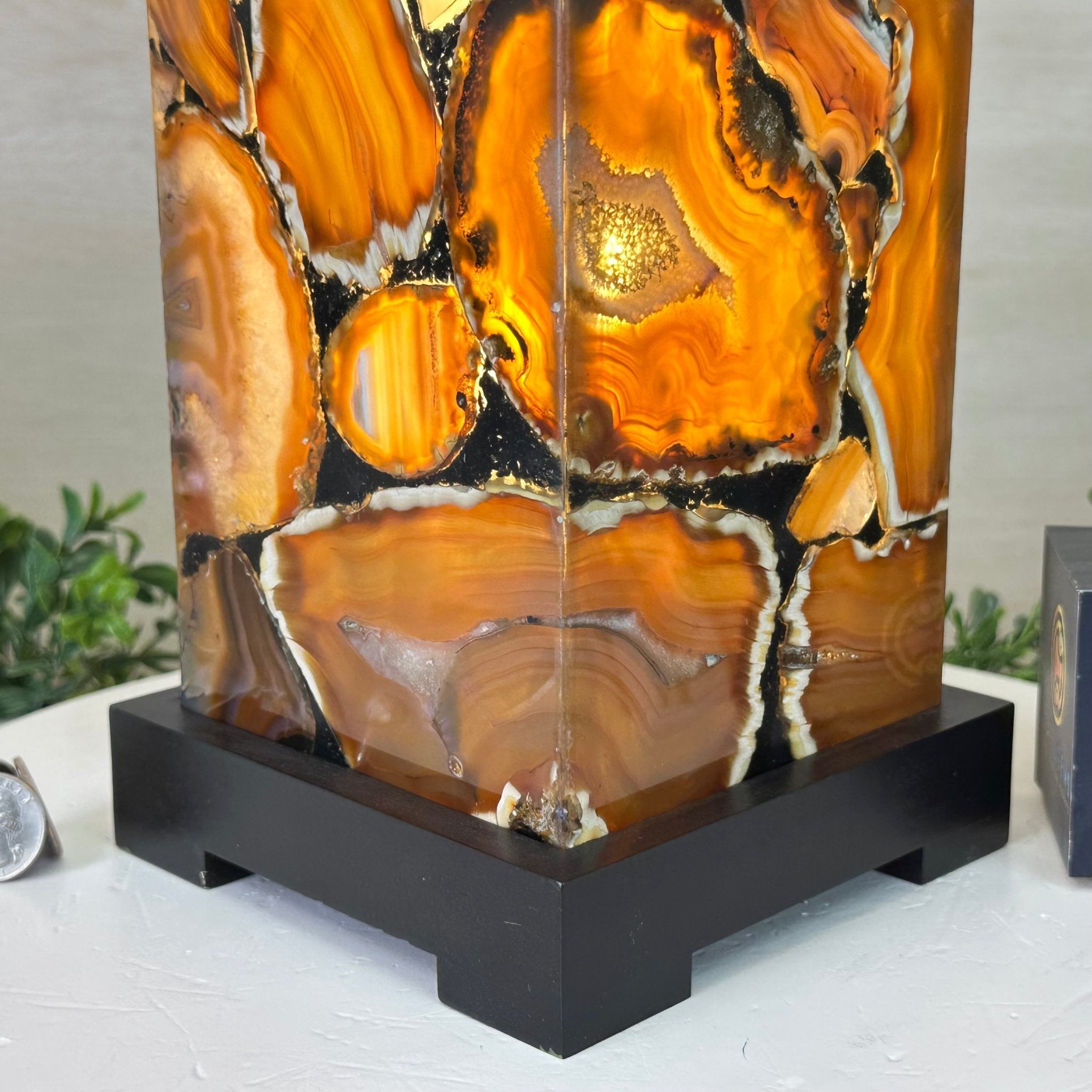 Handmade Natural Agate LED Lamp w/ Wood Base, 10.9” Tall #2003NA - 010 - Brazil GemsBrazil GemsHandmade Natural Agate LED Lamp w/ Wood Base, 10.9” Tall #2003NA - 010Lamps2003NA - 010