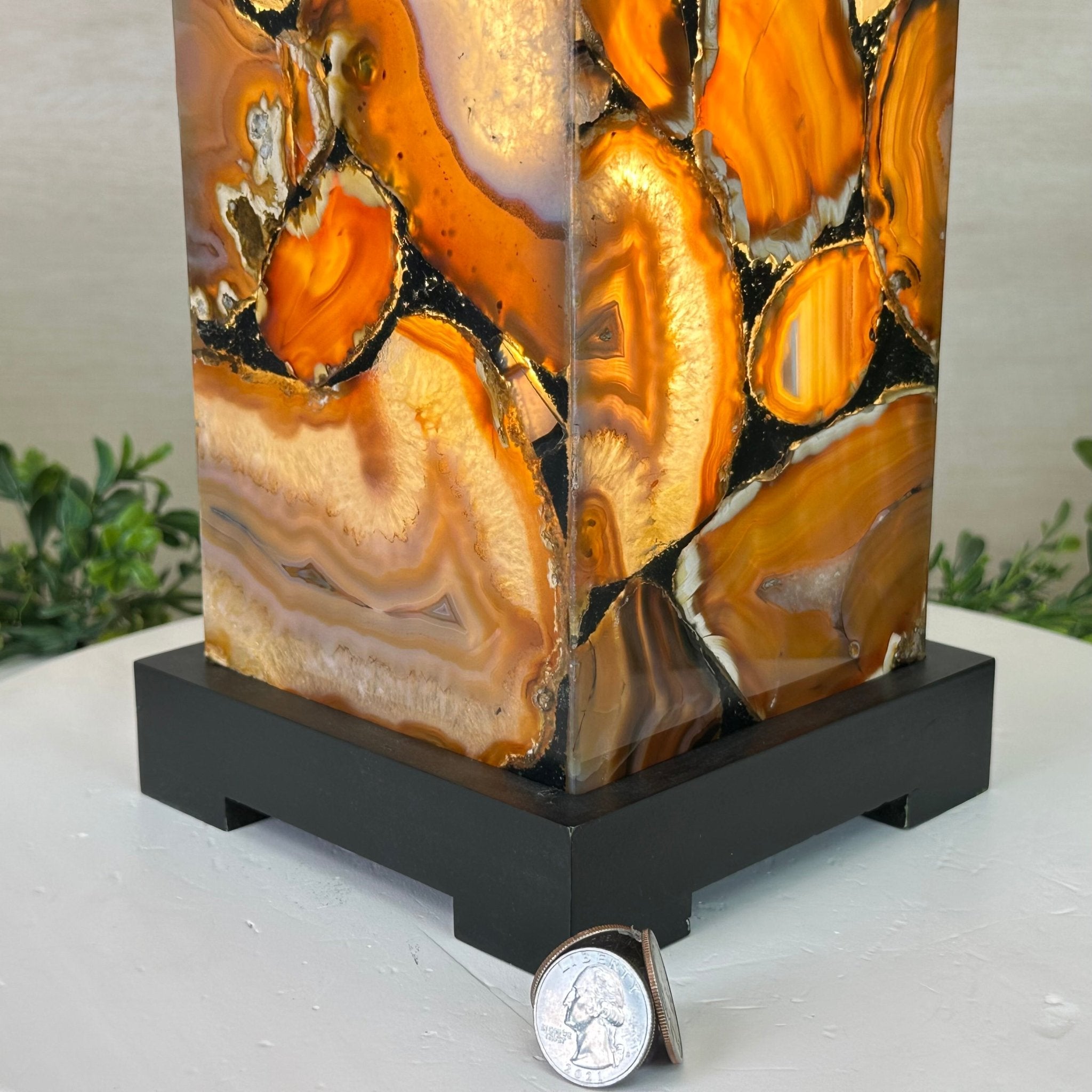 Handmade Natural Agate LED Lamp w/ Wood Base, 10.9” Tall #2003NA - 010 - Brazil GemsBrazil GemsHandmade Natural Agate LED Lamp w/ Wood Base, 10.9” Tall #2003NA - 010Lamps2003NA - 010