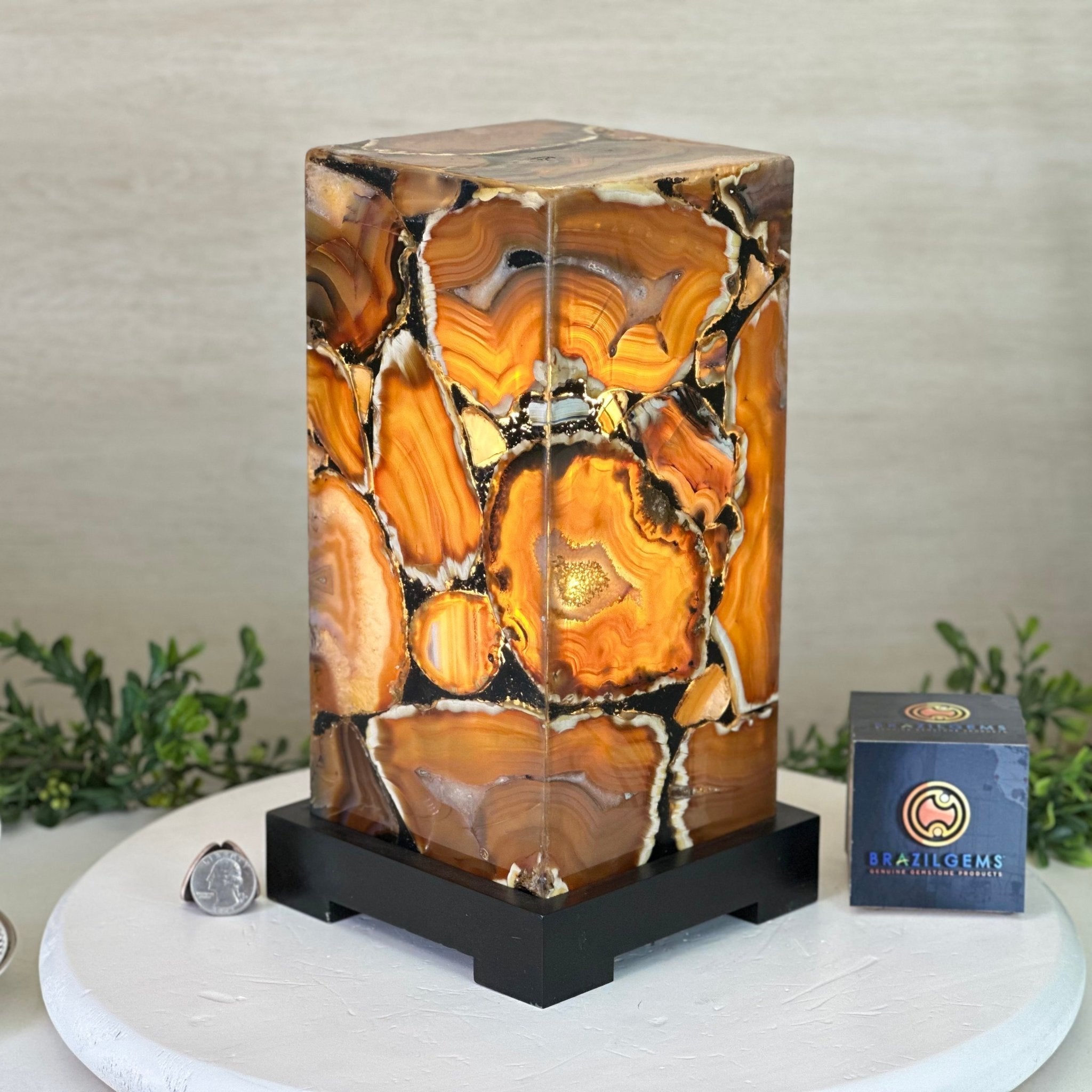 Handmade Natural Agate LED Lamp w/ Wood Base, 10.9” Tall #2003NA - 010 - Brazil GemsBrazil GemsHandmade Natural Agate LED Lamp w/ Wood Base, 10.9” Tall #2003NA - 010Lamps2003NA - 010