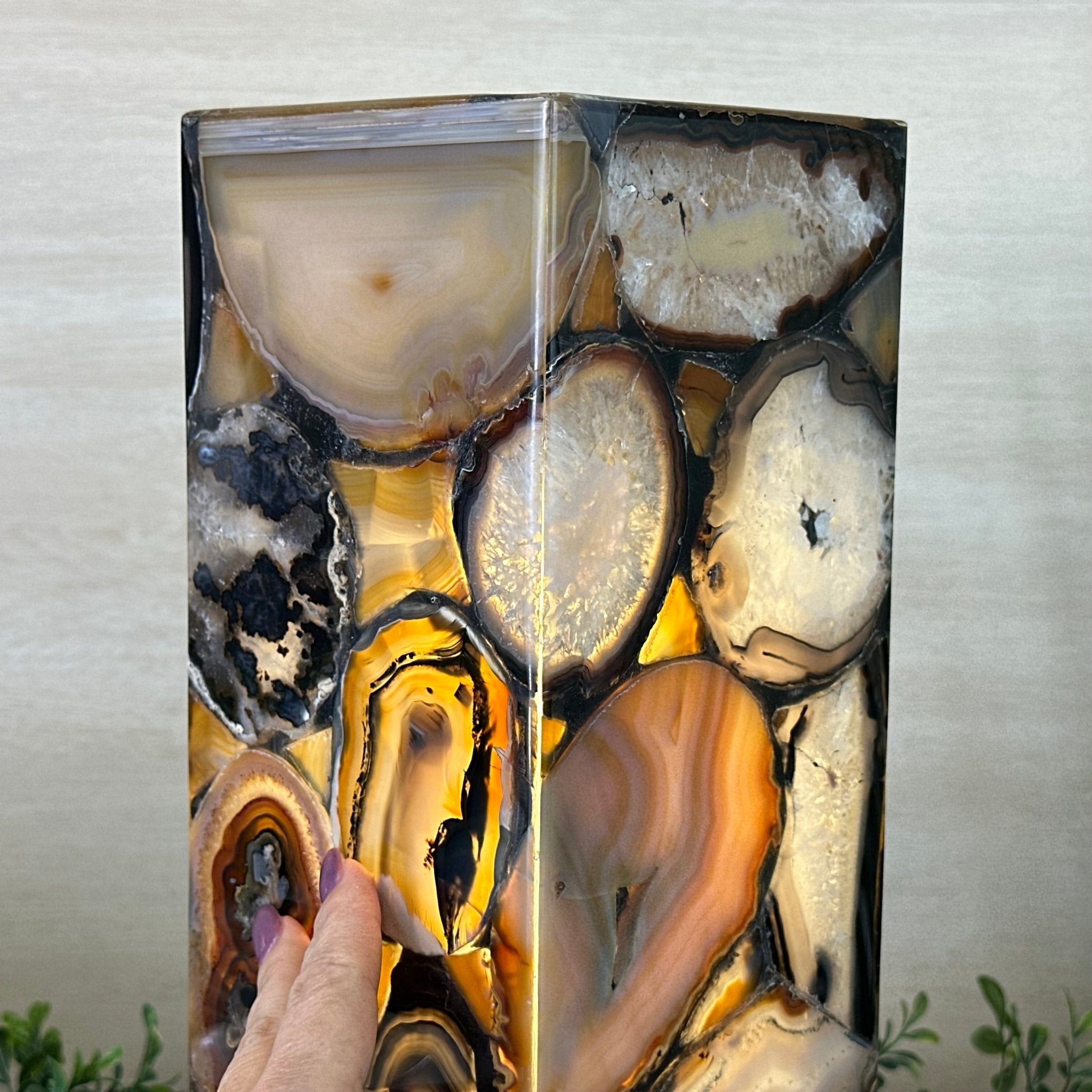 Handmade Natural Agate LED Lamp w/ Wood Base, 14.6” Tall #2005NA - 005 - Brazil GemsBrazil GemsHandmade Natural Agate LED Lamp w/ Wood Base, 14.6” Tall #2005NA - 005Lamps2005NA - 005