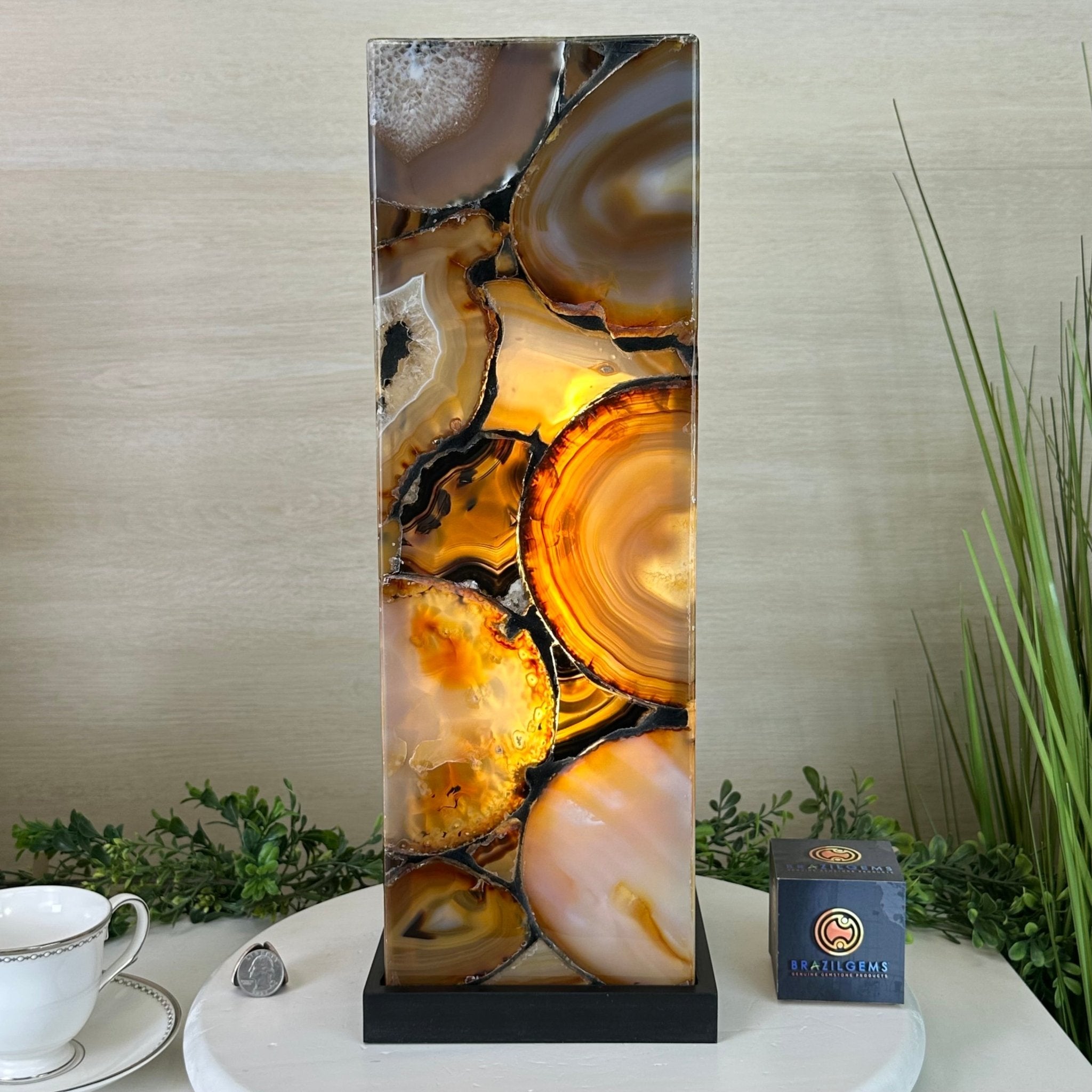 Handmade Natural Agate LED Lamp w/ Wood Base, 18.5” Tall #2006NA - 007 - Brazil GemsBrazil GemsHandmade Natural Agate LED Lamp w/ Wood Base, 18.5” Tall #2006NA - 007Lamps2006NA - 007