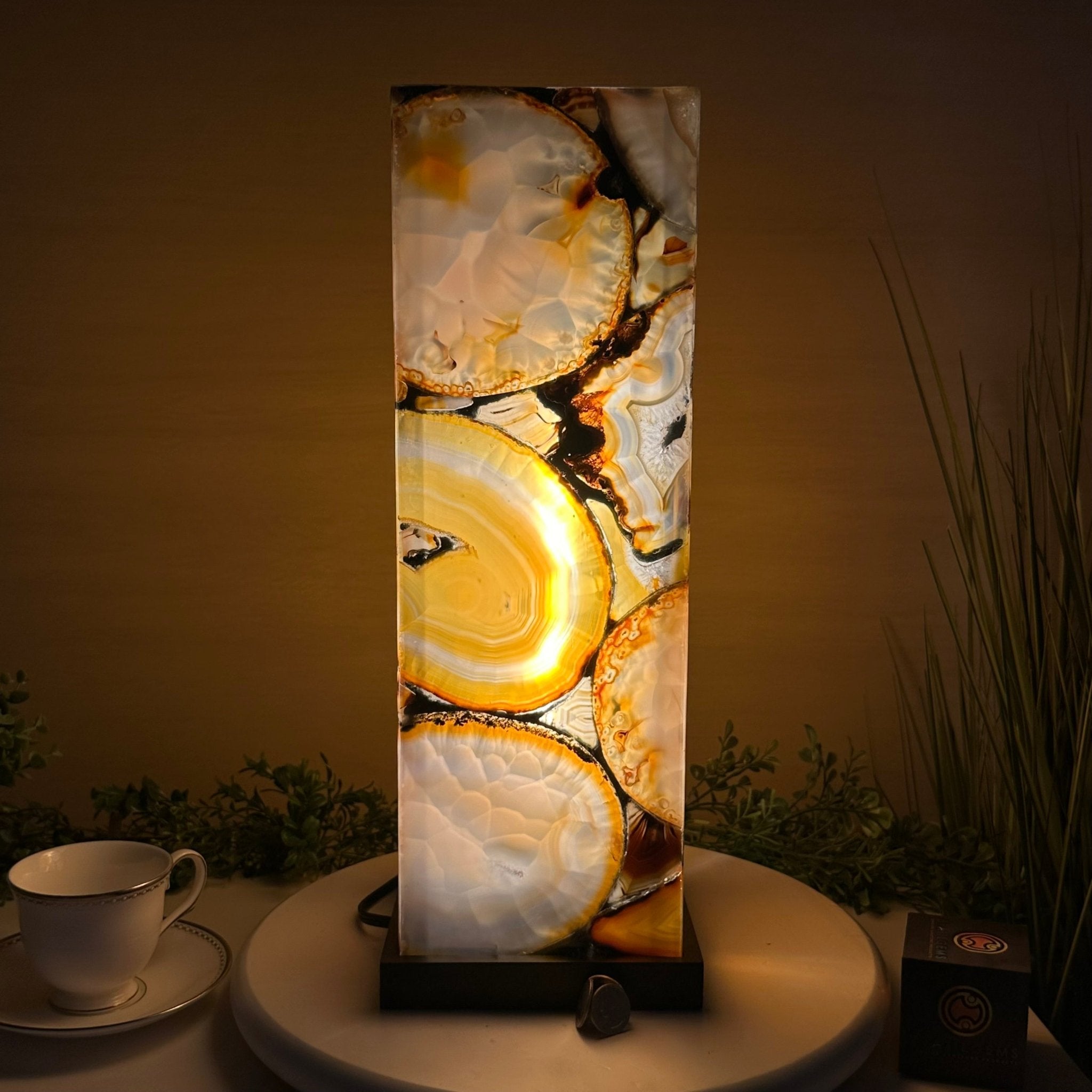 Handmade Natural Agate LED Lamp w/ Wood Base, 18.5” Tall #2006NA - 007 - Brazil GemsBrazil GemsHandmade Natural Agate LED Lamp w/ Wood Base, 18.5” Tall #2006NA - 007Lamps2006NA - 007