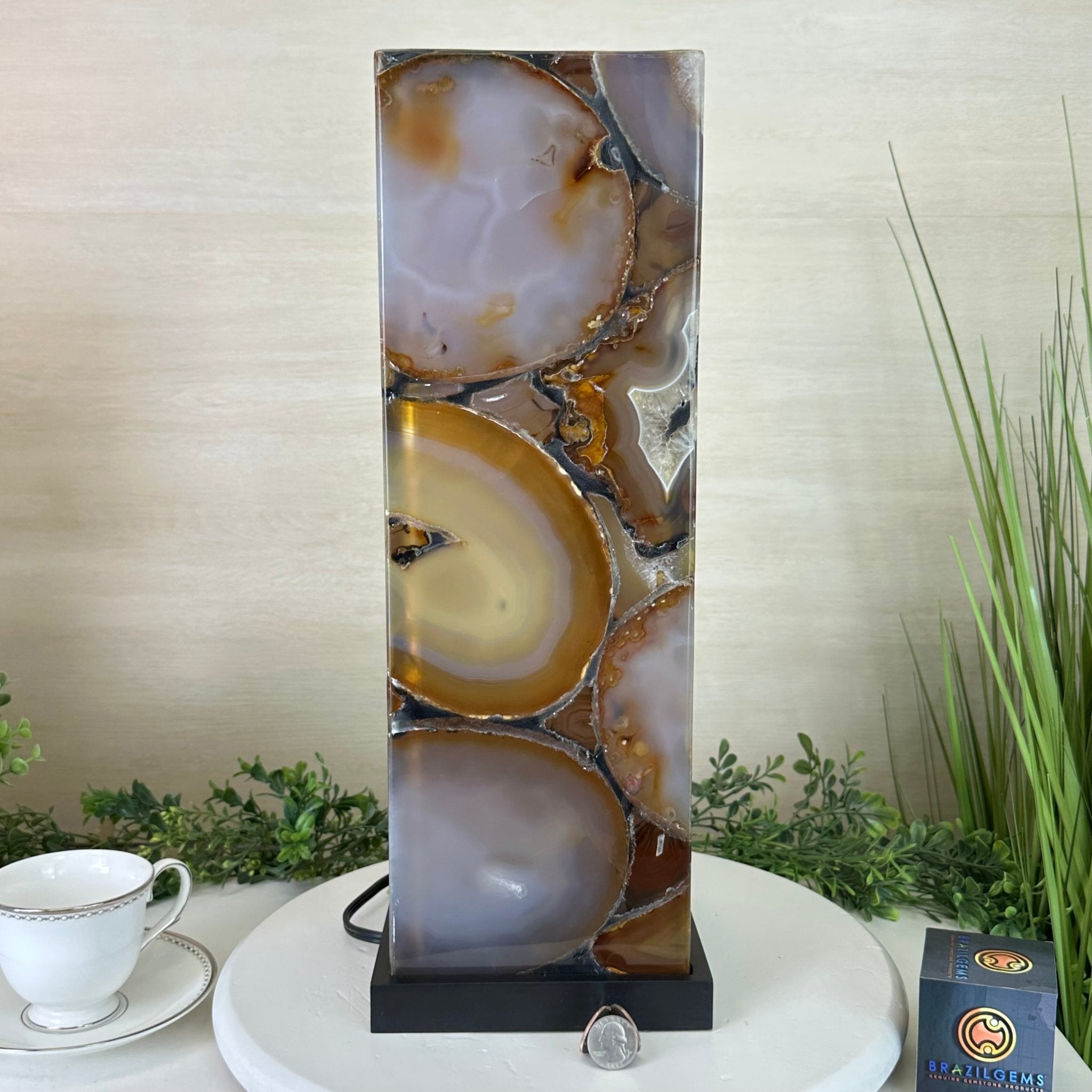 Handmade Natural Agate LED Lamp w/ Wood Base, 18.5” Tall #2006NA - 007 - Brazil GemsBrazil GemsHandmade Natural Agate LED Lamp w/ Wood Base, 18.5” Tall #2006NA - 007Lamps2006NA - 007