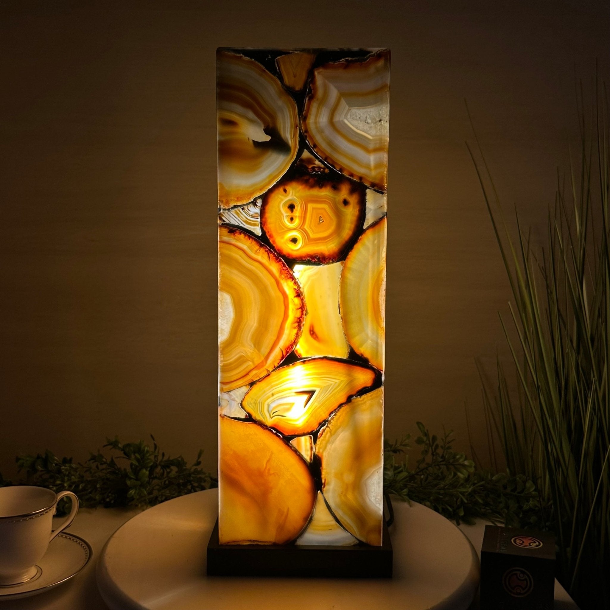 Handmade Natural Agate LED Lamp w/ Wood Base, 18.5” Tall #2006NA - 007 - Brazil GemsBrazil GemsHandmade Natural Agate LED Lamp w/ Wood Base, 18.5” Tall #2006NA - 007Lamps2006NA - 007