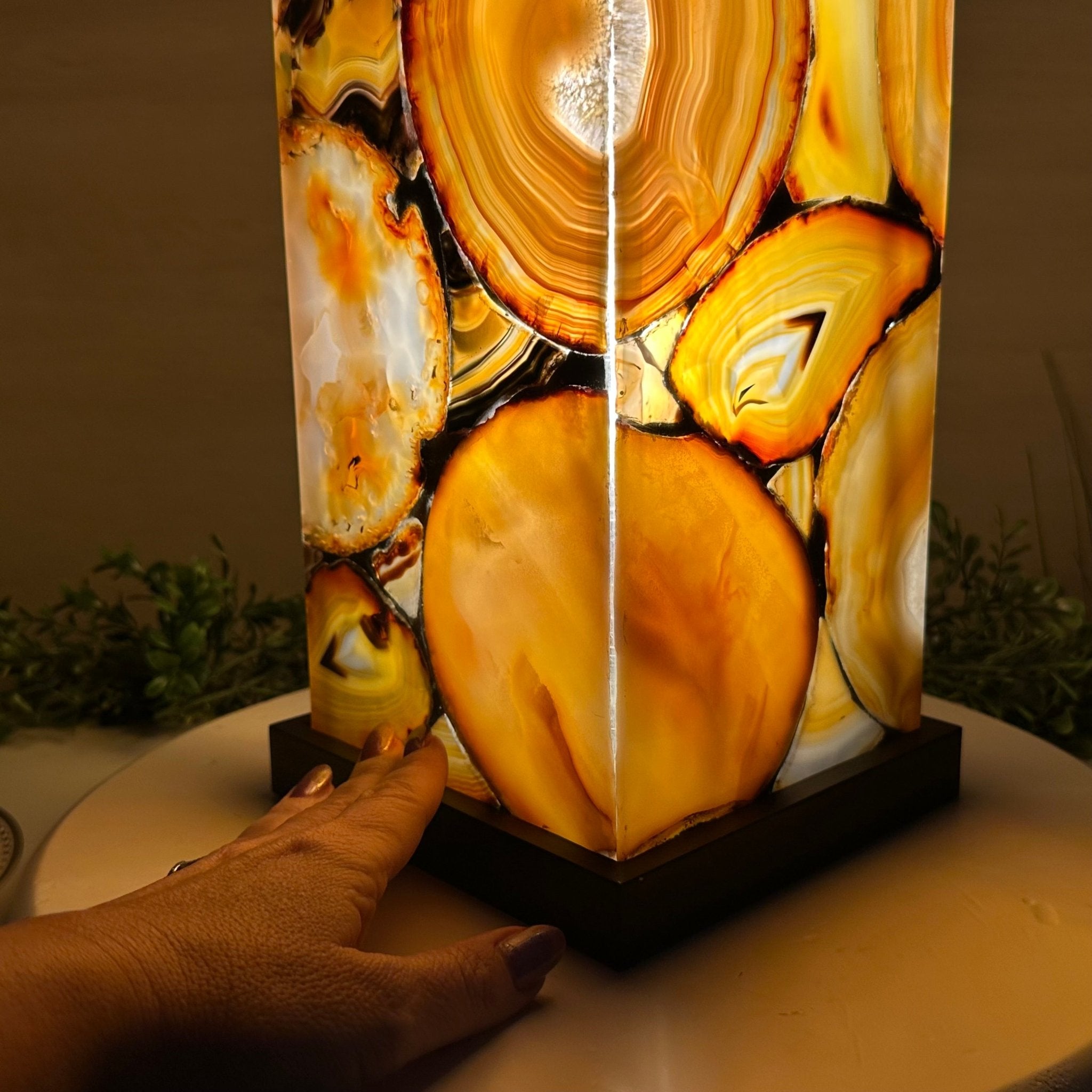 Handmade Natural Agate LED Lamp w/ Wood Base, 18.5” Tall #2006NA - 007 - Brazil GemsBrazil GemsHandmade Natural Agate LED Lamp w/ Wood Base, 18.5” Tall #2006NA - 007Lamps2006NA - 007