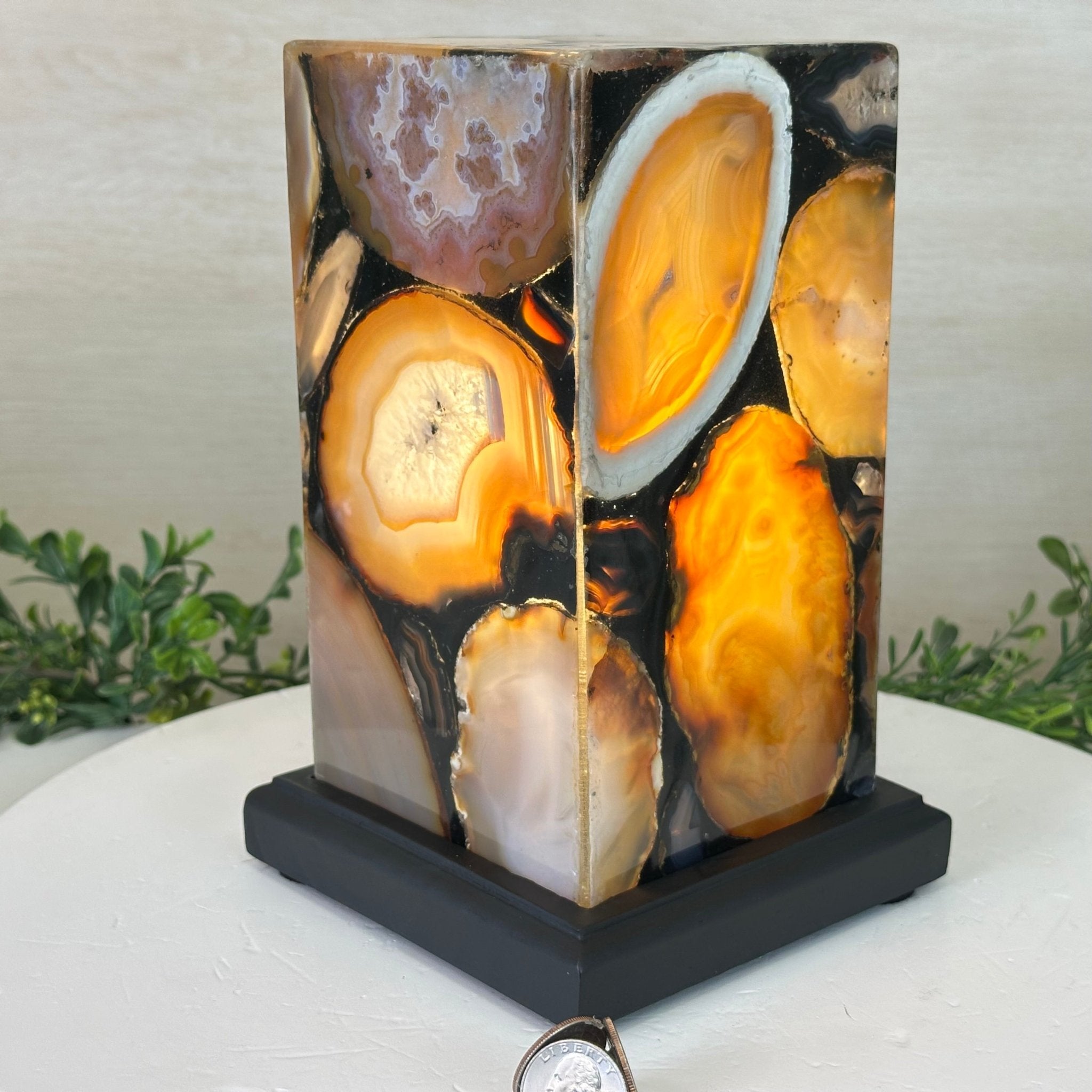 Handmade Natural Agate LED Lamp w/ Wood Base, 8.9” Tall #2002NA - 001 - Brazil GemsBrazil GemsHandmade Natural Agate LED Lamp w/ Wood Base, 8.9” Tall #2002NA - 001Lamps2002NA - 001