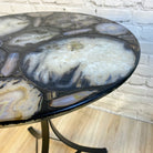 Handmade Natural Agate Round Side Table, metal base, 22" diameter, 26" tall Model #1002-0005 - Brazil GemsBrazil GemsHandmade Natural Agate Round Side Table, metal base, 22" diameter, 26" tall Model #1002-0005Tables: Side1002-0005