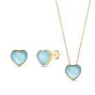 Heart - Shaped Gold Plated Necklace & Earring Set w/ Natural Gemstones - Brazil GemsBrazil GemsHeart - Shaped Gold Plated Necklace & Earring Set w/ Natural GemstonesNecklace & Earring Set14GP0258 - 128