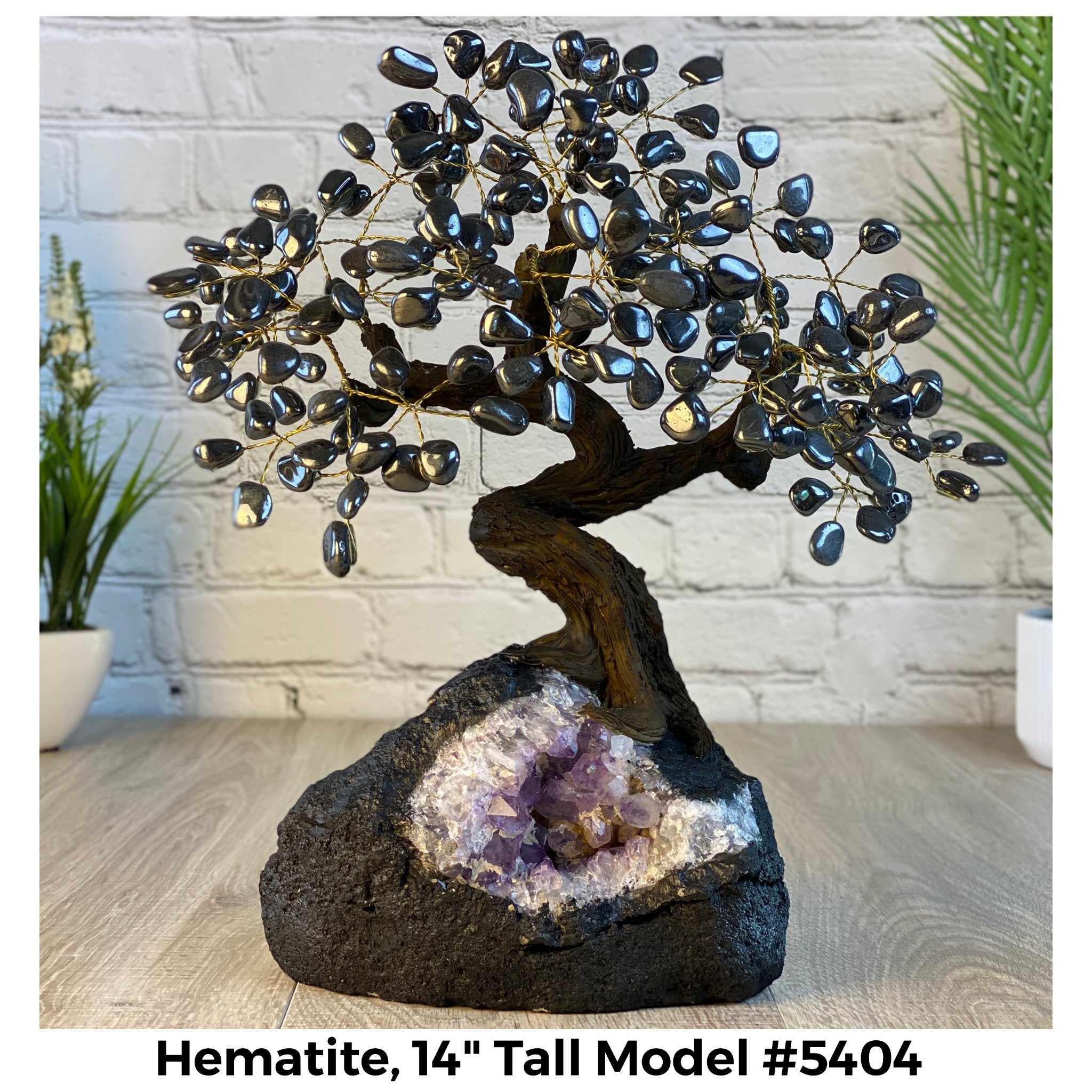 Hematite 14" Tall Handmade Gemstone Tree on a Crystal base, 180 Gems #5404HEMA - Brazil GemsBrazil GemsHematite 14" Tall Handmade Gemstone Tree on a Crystal base, 180 Gems #5404HEMAGemstone Trees5404HEMA