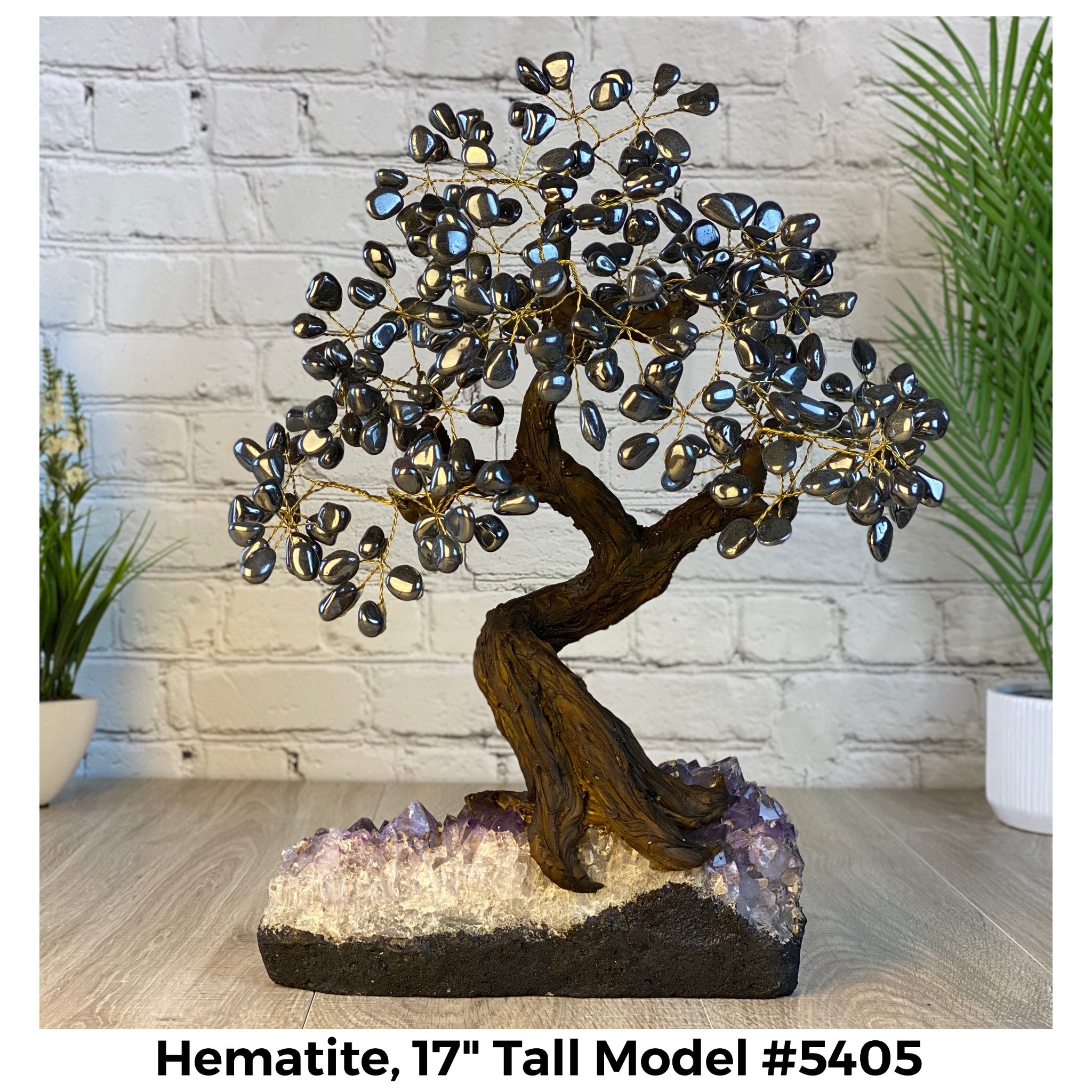 Hematite 17" Tall Handmade Gemstone Tree on a Crystal base, 240 Gems #5405HEMA - Brazil GemsBrazil GemsHematite 17" Tall Handmade Gemstone Tree on a Crystal base, 240 Gems #5405HEMAGemstone Trees5405HEMA