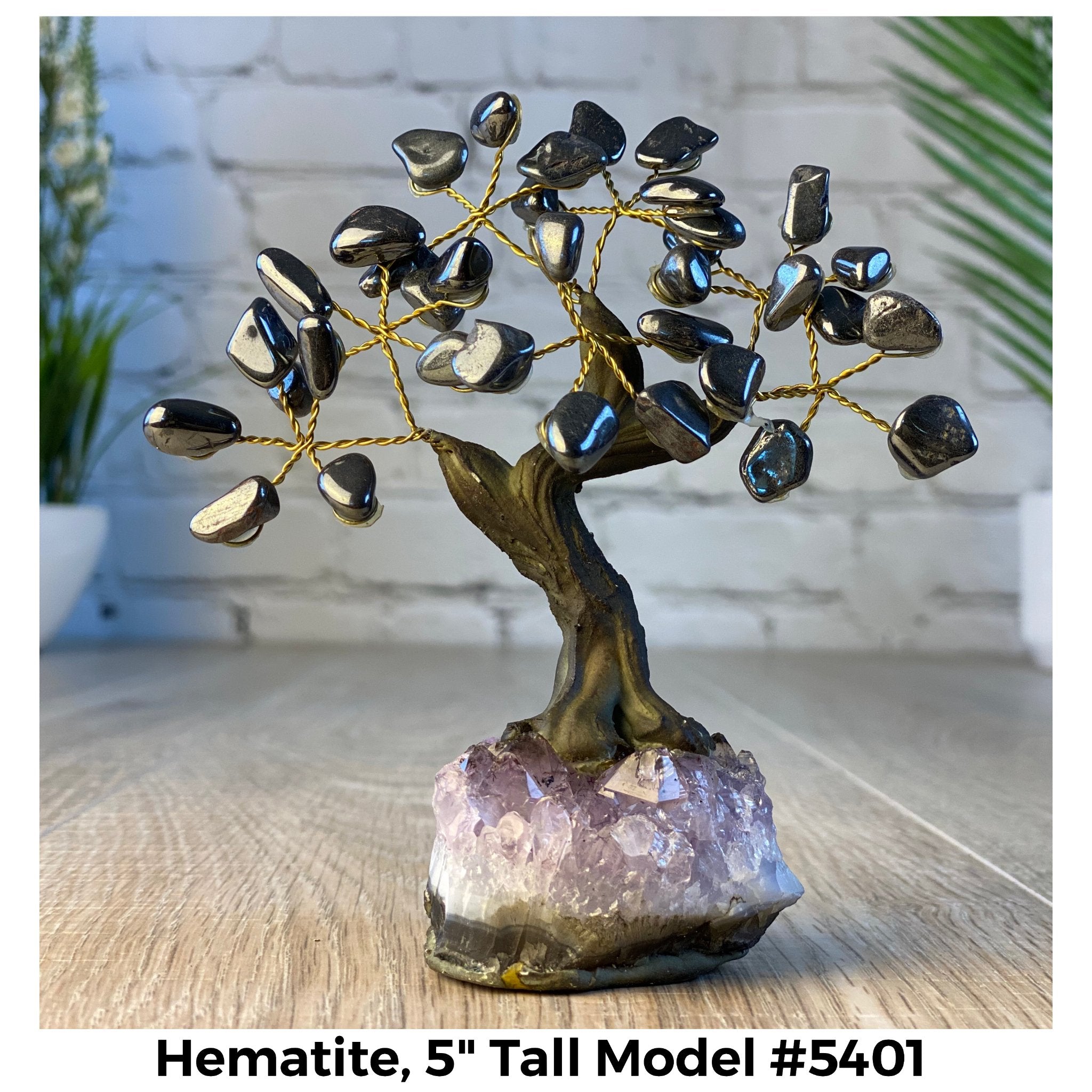 Hematite 5" Tall Handmade Gemstone Tree on a Crystal base, 35 Gems #5401HEMA - Brazil GemsBrazil GemsHematite 5" Tall Handmade Gemstone Tree on a Crystal base, 35 Gems #5401HEMAGemstone Trees5401HEMA
