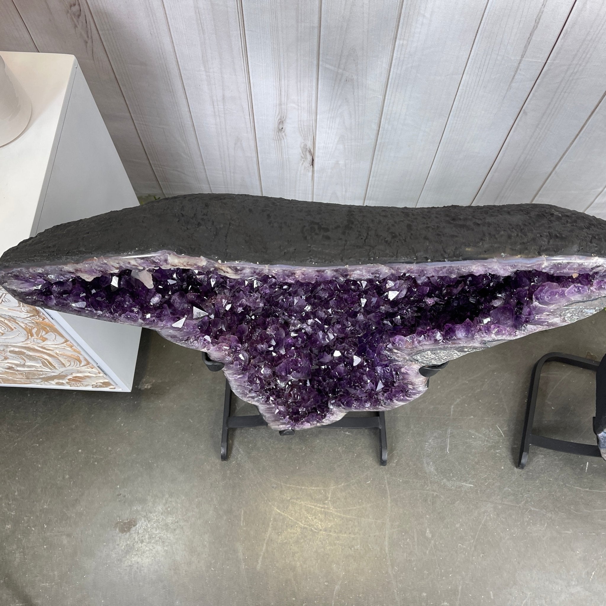 Large Extra Plus Quality Amethyst Clusters on Metal Stand, 37.4" tall #5491 by Brazil Gems - Brazil GemsBrazil GemsLarge Extra Plus Quality Amethyst Clusters on Metal Stand, 37.4" tall #5491 by Brazil GemsClusters on Fixed Bases5491-0036