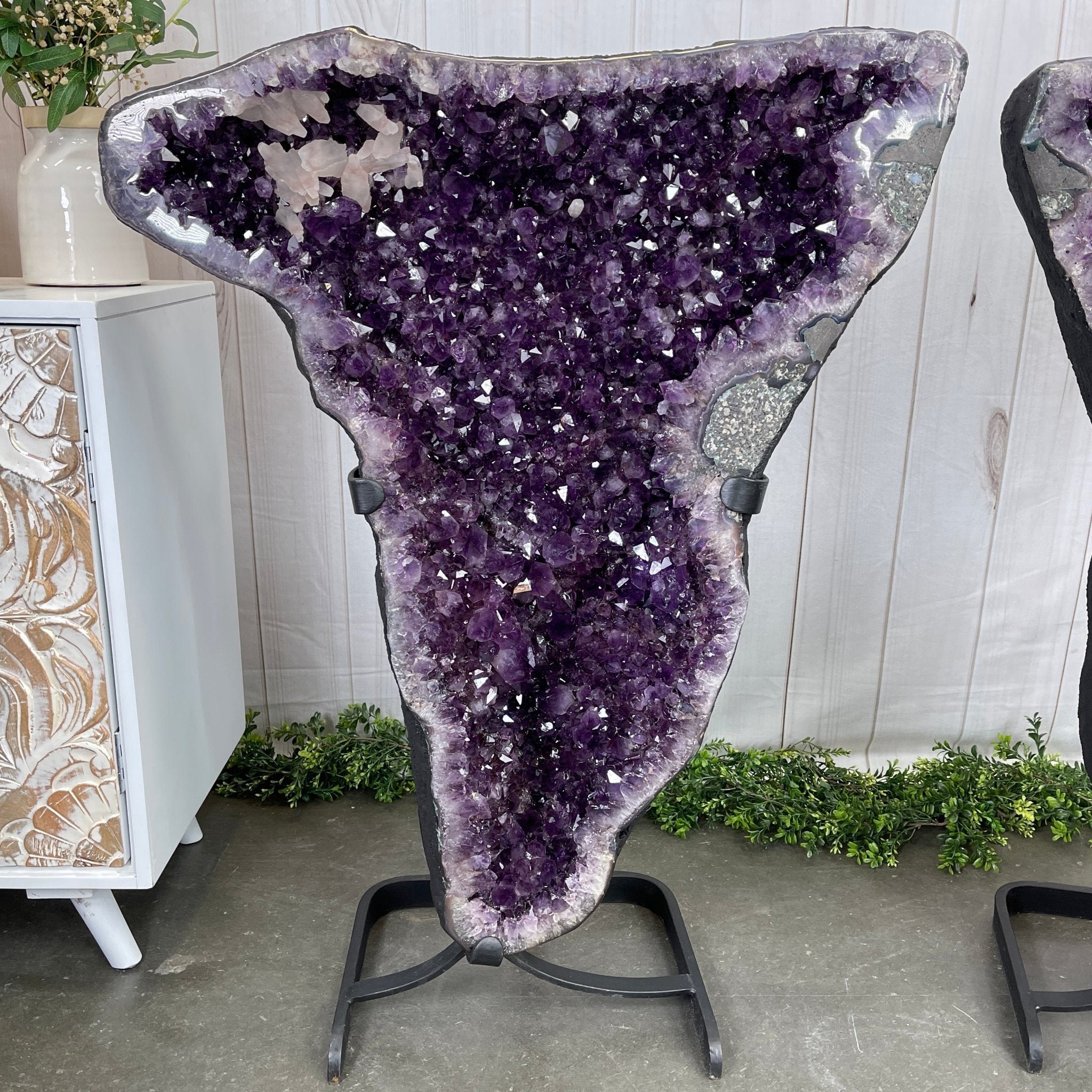 Large Extra Plus Quality Amethyst Clusters on Metal Stand, 37.4" tall #5491 by Brazil Gems - Brazil GemsBrazil GemsLarge Extra Plus Quality Amethyst Clusters on Metal Stand, 37.4" tall #5491 by Brazil GemsClusters on Fixed Bases5491-0035