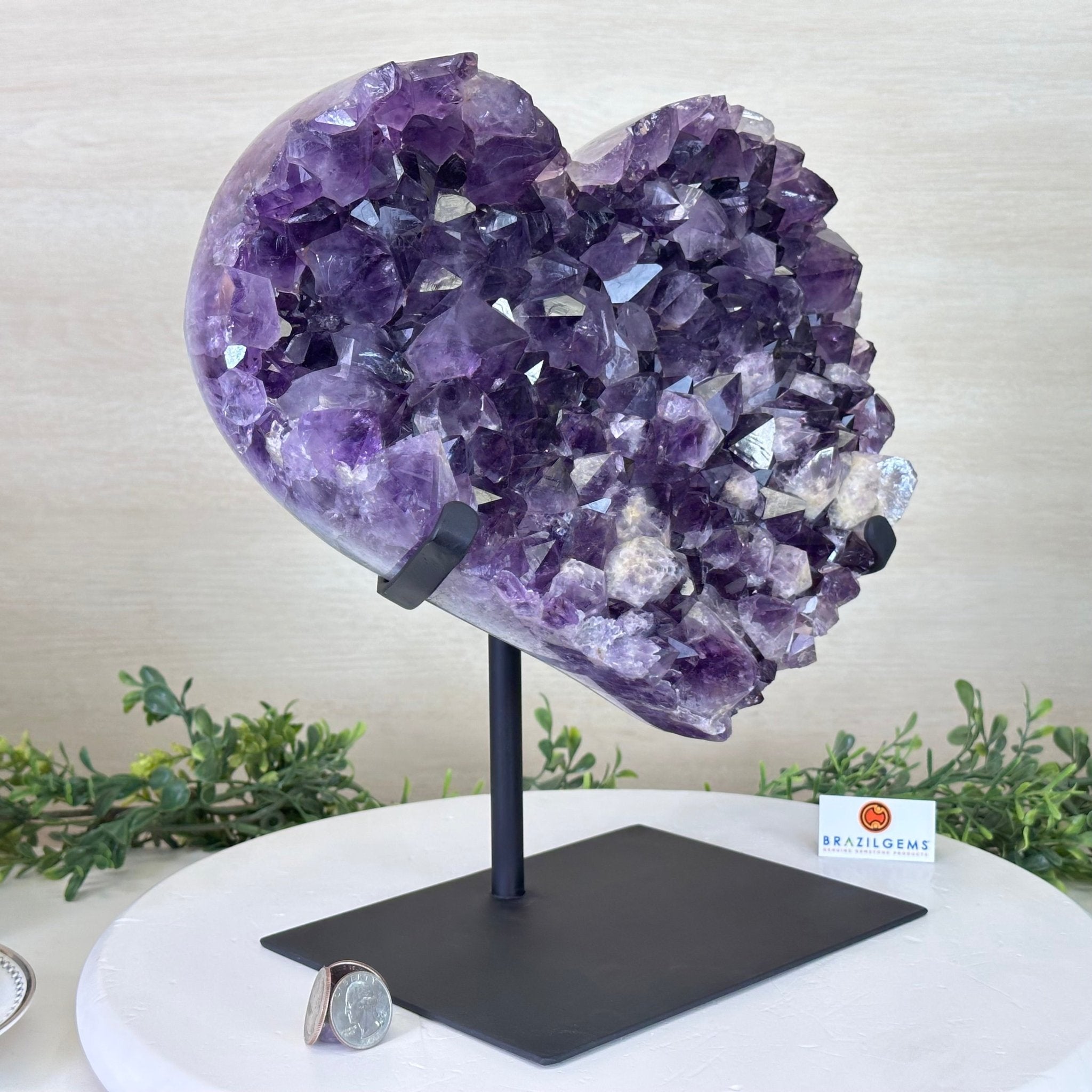 Large Extra Plus Quality Amethyst Heart Geode on stand, 18.1 lbs & 12.2" Tall #5463 - 0360 - Brazil GemsBrazil GemsLarge Extra Plus Quality Amethyst Heart Geode on stand, 18.1 lbs & 12.2" Tall #5463 - 0360Hearts5463 - 0360