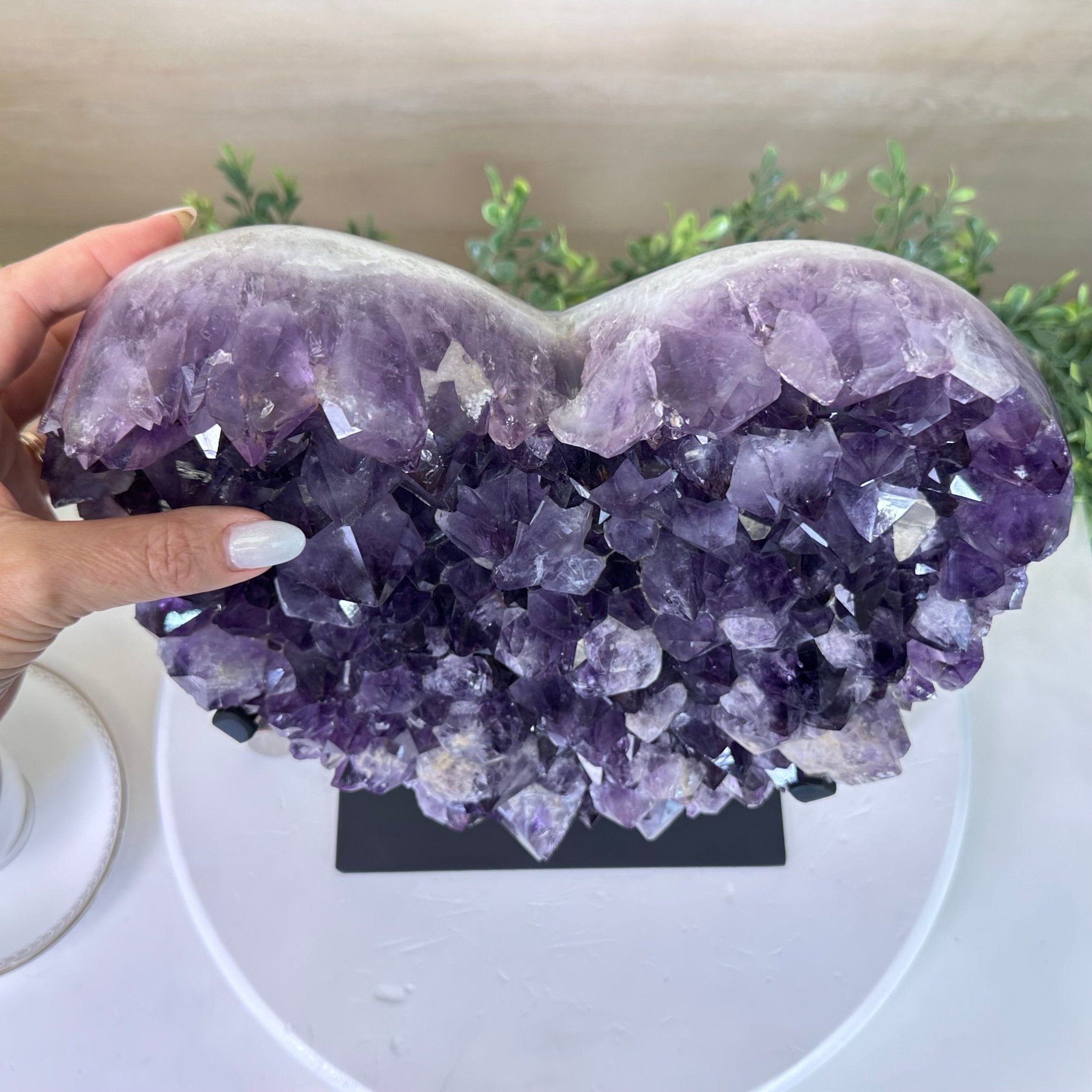 Large Extra Plus Quality Amethyst Heart Geode on stand, 18.1 lbs & 12.2" Tall #5463 - 0360 - Brazil GemsBrazil GemsLarge Extra Plus Quality Amethyst Heart Geode on stand, 18.1 lbs & 12.2" Tall #5463 - 0360Hearts5463 - 0360