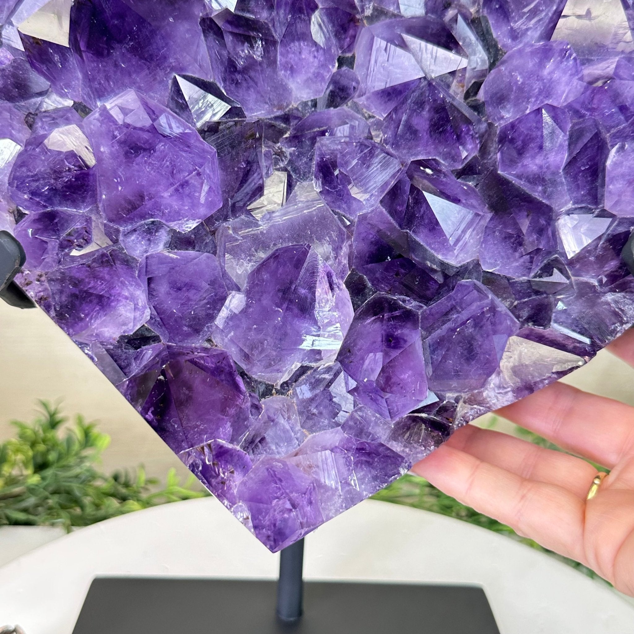 Large Extra Plus Quality Amethyst Heart Geode on stand, 27.3 lbs & 15.4" Tall #5463 - 0364 - Brazil GemsBrazil GemsLarge Extra Plus Quality Amethyst Heart Geode on stand, 27.3 lbs & 15.4" Tall #5463 - 0364Hearts5463 - 0364