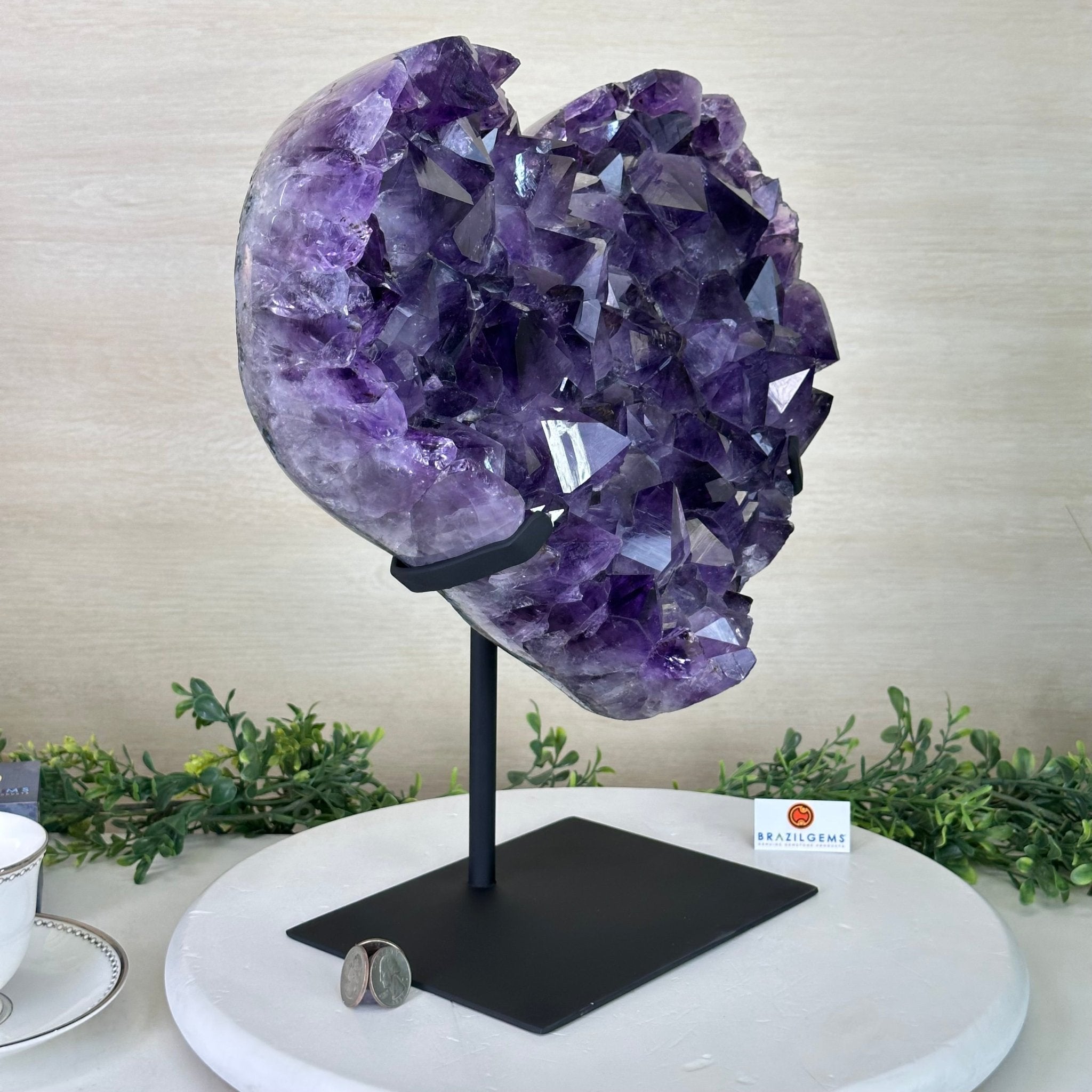 Large Extra Plus Quality Amethyst Heart Geode on stand, 27.3 lbs & 15.4" Tall #5463 - 0364 - Brazil GemsBrazil GemsLarge Extra Plus Quality Amethyst Heart Geode on stand, 27.3 lbs & 15.4" Tall #5463 - 0364Hearts5463 - 0364