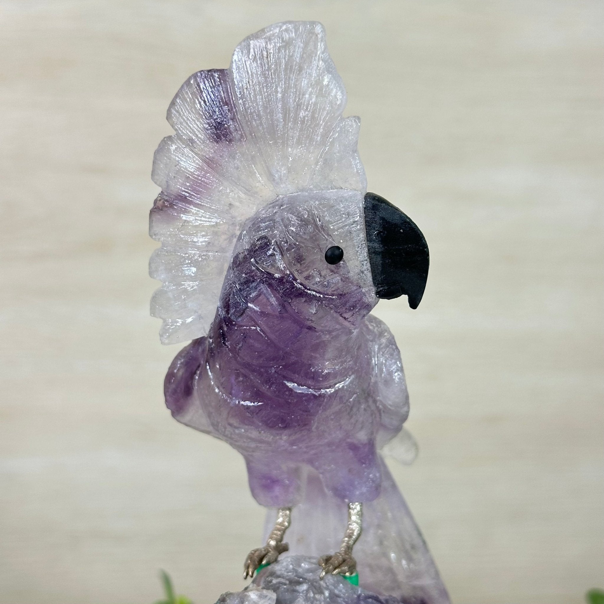 Large Hand - Carved Amethyst Cockatoo 8.4" Long on an Amethyst Cluster #3004 - AMCAM - 031 - Brazil GemsBrazil GemsLarge Hand - Carved Amethyst Cockatoo 8.4" Long on an Amethyst Cluster #3004 - AMCAM - 031Crystal Birds3004 - AMCAM - 031