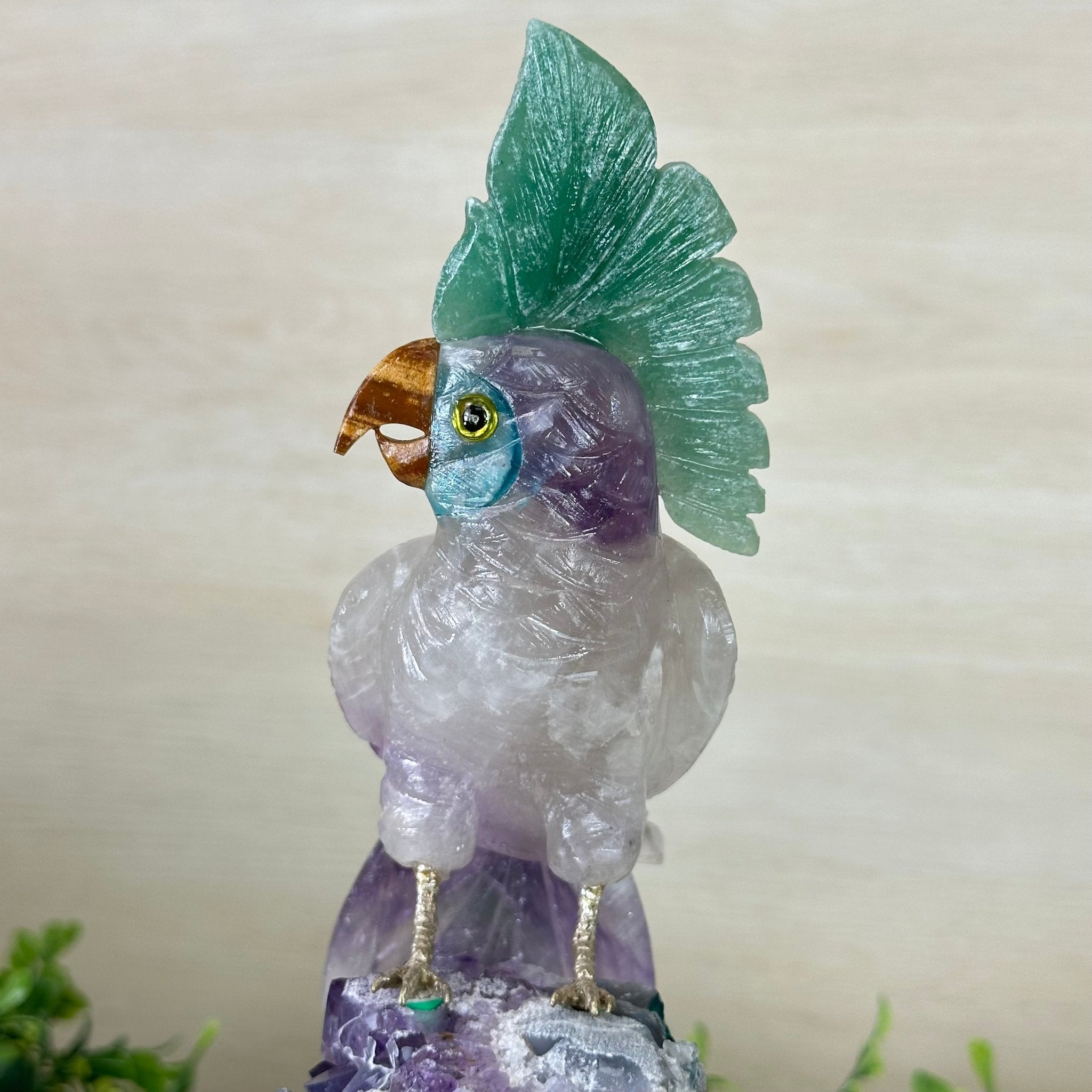 Large Hand - Carved Amethyst Cockatoo 9.2" Long on an Amethyst Cluster #3004 - AMCAM - 025 - Brazil GemsBrazil GemsLarge Hand - Carved Amethyst Cockatoo 9.2" Long on an Amethyst Cluster #3004 - AMCAM - 025Crystal Birds3004 - AMCAM - 025