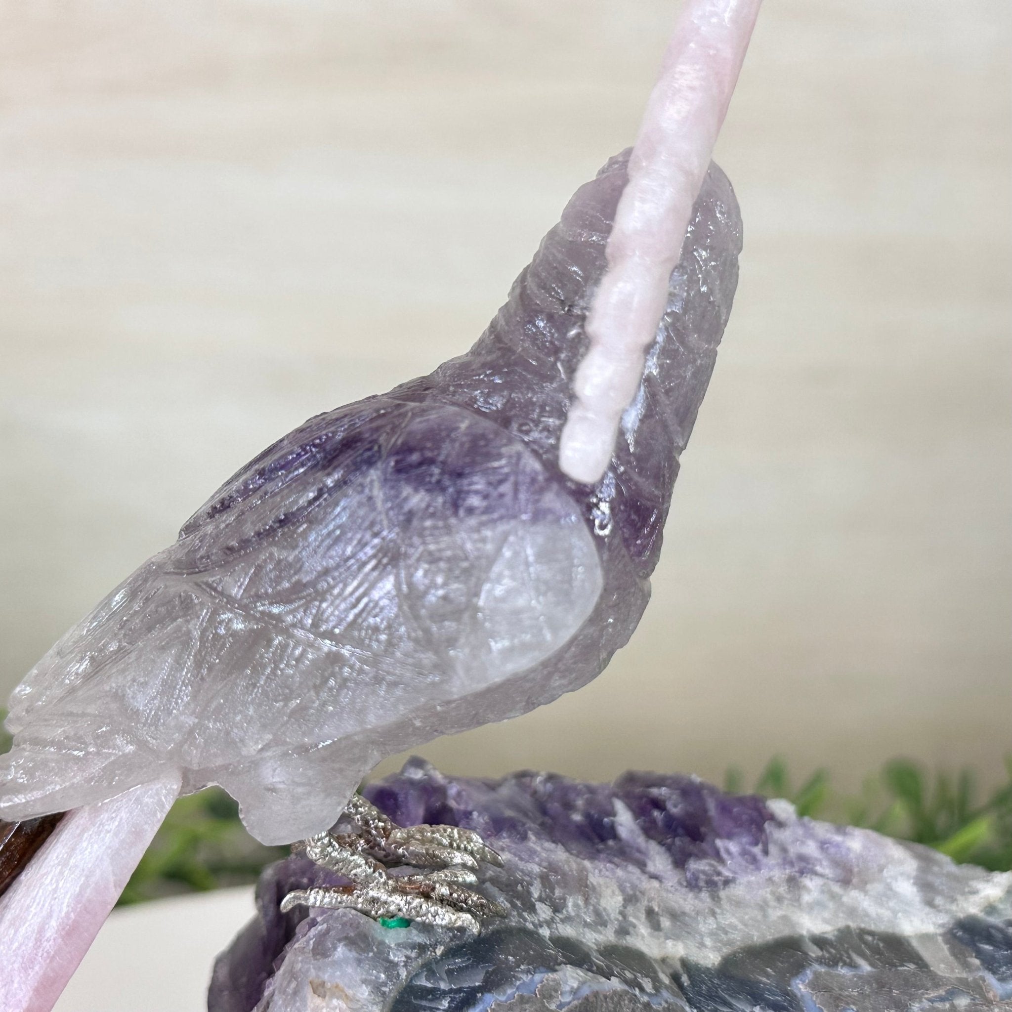 Large Hand - Carved Amethyst Cockatoo on an Amethyst Base, 8.1" Tall #3004 - AMCAM - 030 - Brazil GemsBrazil GemsLarge Hand - Carved Amethyst Cockatoo on an Amethyst Base, 8.1" Tall #3004 - AMCAM - 030Crystal Birds3004 - AMCAM - 030