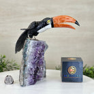 Large Hand - Carved Black Onyx Toucan Bird on an Amethyst Base, 8.1" Tall #3004 - BOTAM - 051 - Brazil GemsBrazil GemsLarge Hand - Carved Black Onyx Toucan Bird on an Amethyst Base, 8.1" Tall #3004 - BOTAM - 051Crystal Birds3004 - BOTAM - 051