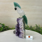 Large Hand - Carved Clear Quartz Cockatoo 9.4" Long on an Amethyst Cluster #3004 - CQCAM - 032 - Brazil GemsBrazil GemsLarge Hand - Carved Clear Quartz Cockatoo 9.4" Long on an Amethyst Cluster #3004 - CQCAM - 032Crystal Birds3004 - CQCAM - 032