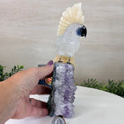 Large Hand - Carved Clear Quartz Cockatoo on an Amethyst Base, 9.1" Tall #3004 - CQCAM - 033 - Brazil GemsBrazil GemsLarge Hand - Carved Clear Quartz Cockatoo on an Amethyst Base, 9.1" Tall #3004 - CQCAM - 033Crystal Birds3004 - CQCAM - 033