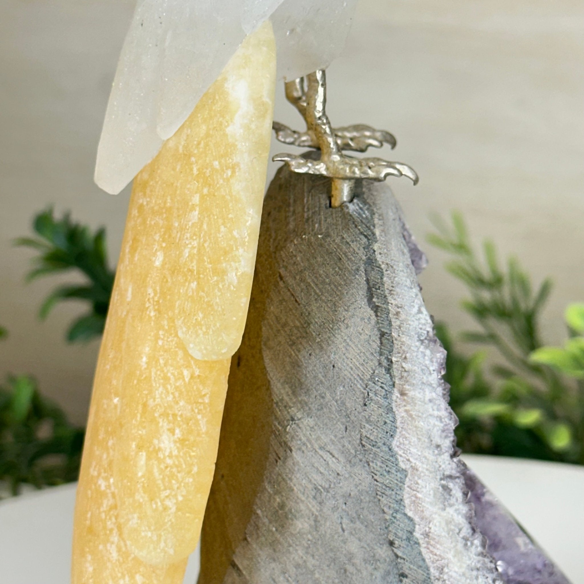 Large Hand - Carved Clear Quartz Parrot 10" Long on Amethyst Cluster #3005 - CQPAM - 048 - Brazil GemsBrazil GemsLarge Hand - Carved Clear Quartz Parrot 10" Long on Amethyst Cluster #3005 - CQPAM - 048Crystal Birds3005 - CQPAM - 048