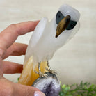 Large Hand - Carved Clear Quartz Parrot 10" Long on Amethyst Cluster #3005 - CQPAM - 048 - Brazil GemsBrazil GemsLarge Hand - Carved Clear Quartz Parrot 10" Long on Amethyst Cluster #3005 - CQPAM - 048Crystal Birds3005 - CQPAM - 048
