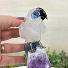 Large Hand - Carved Clear Quartz Parrot 7.4" Long on an Amethyst Cluster #3004 - CQPAM - 014 - Brazil GemsBrazil GemsLarge Hand - Carved Clear Quartz Parrot 7.4" Long on an Amethyst Cluster #3004 - CQPAM - 014Crystal Birds3004 - CQPAM - 014