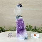 Large Hand - Carved Clear Quartz Parrot 7.4" Long on an Amethyst Cluster #3004 - CQPAM - 014 - Brazil GemsBrazil GemsLarge Hand - Carved Clear Quartz Parrot 7.4" Long on an Amethyst Cluster #3004 - CQPAM - 014Crystal Birds3004 - CQPAM - 014