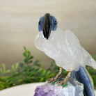 Large Hand - Carved Clear Quartz Parrot 7.4" Long on an Amethyst Cluster #3004 - CQPAM - 014 - Brazil GemsBrazil GemsLarge Hand - Carved Clear Quartz Parrot 7.4" Long on an Amethyst Cluster #3004 - CQPAM - 014Crystal Birds3004 - CQPAM - 014