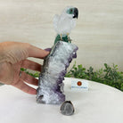 Large Hand - Carved Clear Quartz Parrot 7.8" Long on an Amethyst Cluster #3004 - CQPAM - 016 - Brazil GemsBrazil GemsLarge Hand - Carved Clear Quartz Parrot 7.8" Long on an Amethyst Cluster #3004 - CQPAM - 016Crystal Birds3004 - CQPAM - 016