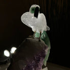 Large Hand - Carved Clear Quartz Parrot 7.8" Long on an Amethyst Cluster #3004 - CQPAM - 016 - Brazil GemsBrazil GemsLarge Hand - Carved Clear Quartz Parrot 7.8" Long on an Amethyst Cluster #3004 - CQPAM - 016Crystal Birds3004 - CQPAM - 016