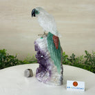 Large Hand - Carved Clear Quartz Parrot 7.8" Long on an Amethyst Cluster #3004 - CQPAM - 016 - Brazil GemsBrazil GemsLarge Hand - Carved Clear Quartz Parrot 7.8" Long on an Amethyst Cluster #3004 - CQPAM - 016Crystal Birds3004 - CQPAM - 016