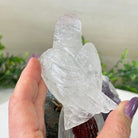 Large Hand - Carved Clear Quartz Parrot 8.3" Long on an Amethyst Cluster #3004 - CQPAM - 017 - Brazil GemsBrazil GemsLarge Hand - Carved Clear Quartz Parrot 8.3" Long on an Amethyst Cluster #3004 - CQPAM - 017Crystal Birds3004 - CQPAM - 017