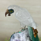 Large Hand - Carved Clear Quartz Parrot 8.5" Long on an Amethyst Cluster #3004 - CQPAM - 015 - Brazil GemsBrazil GemsLarge Hand - Carved Clear Quartz Parrot 8.5" Long on an Amethyst Cluster #3004 - CQPAM - 015Crystal Birds3004 - CQPAM - 015