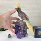 Large Hand - Carved Fire Quartz Cockatoo on an Amethyst Base, 9.9" Tall #3004 - FQCAM - 039 - Brazil GemsBrazil GemsLarge Hand - Carved Fire Quartz Cockatoo on an Amethyst Base, 9.9" Tall #3004 - FQCAM - 039Crystal Birds3004 - FQCAM - 039