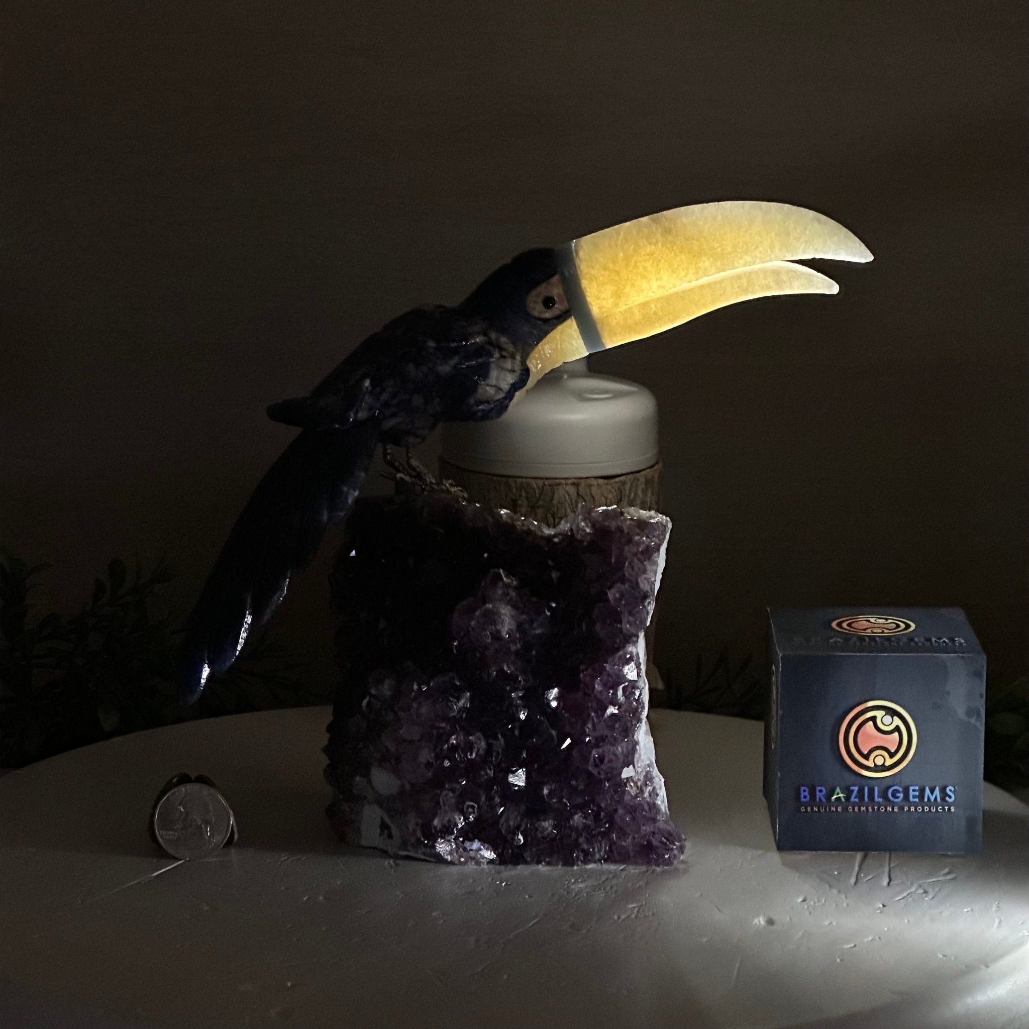 Large Hand - Carved Sodalite Toucan Bird w/ Amethyst Base, 7.8" Tall #3004 - SOTAM - 054 - Brazil GemsBrazil GemsLarge Hand - Carved Sodalite Toucan Bird w/ Amethyst Base, 7.8" Tall #3004 - SOTAM - 054Crystal Birds3004 - SOTAM - 054