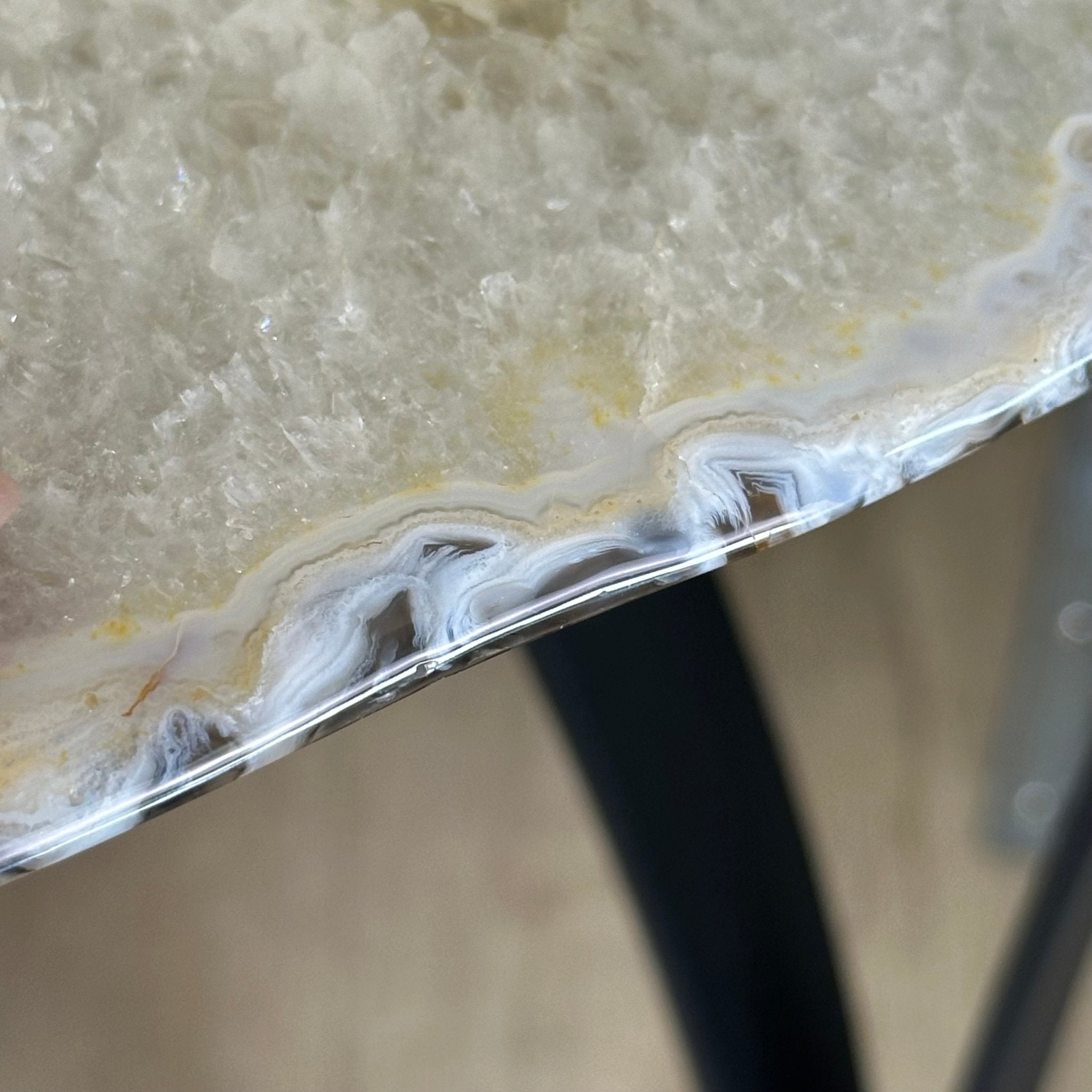 Large Natural Brazilian Agate Side Table on a black metal base, 23.5" Tall 1307 - 0027 - Brazil GemsBrazil GemsLarge Natural Brazilian Agate Side Table on a black metal base, 23.5" Tall 1307 - 0027Tables: Side1307 - 0027