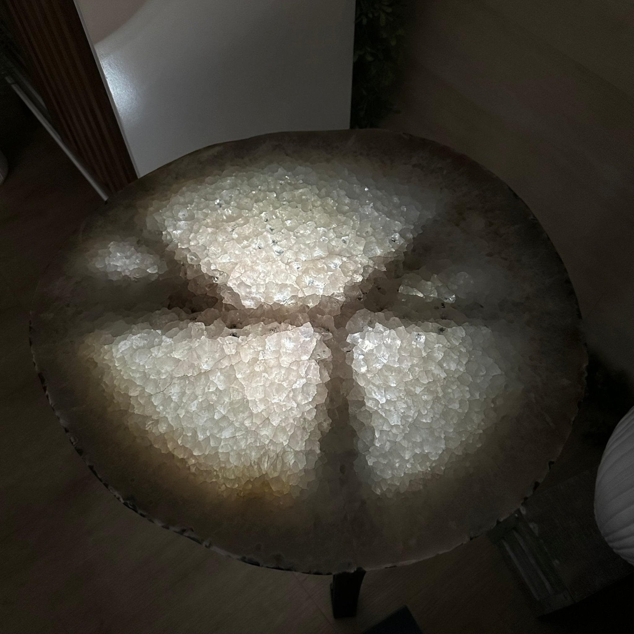 Large Natural Brazilian Agate Side Table on a black metal base, 23.5" Tall 1307 - 0027 - Brazil GemsBrazil GemsLarge Natural Brazilian Agate Side Table on a black metal base, 23.5" Tall 1307 - 0027Tables: Side1307 - 0027