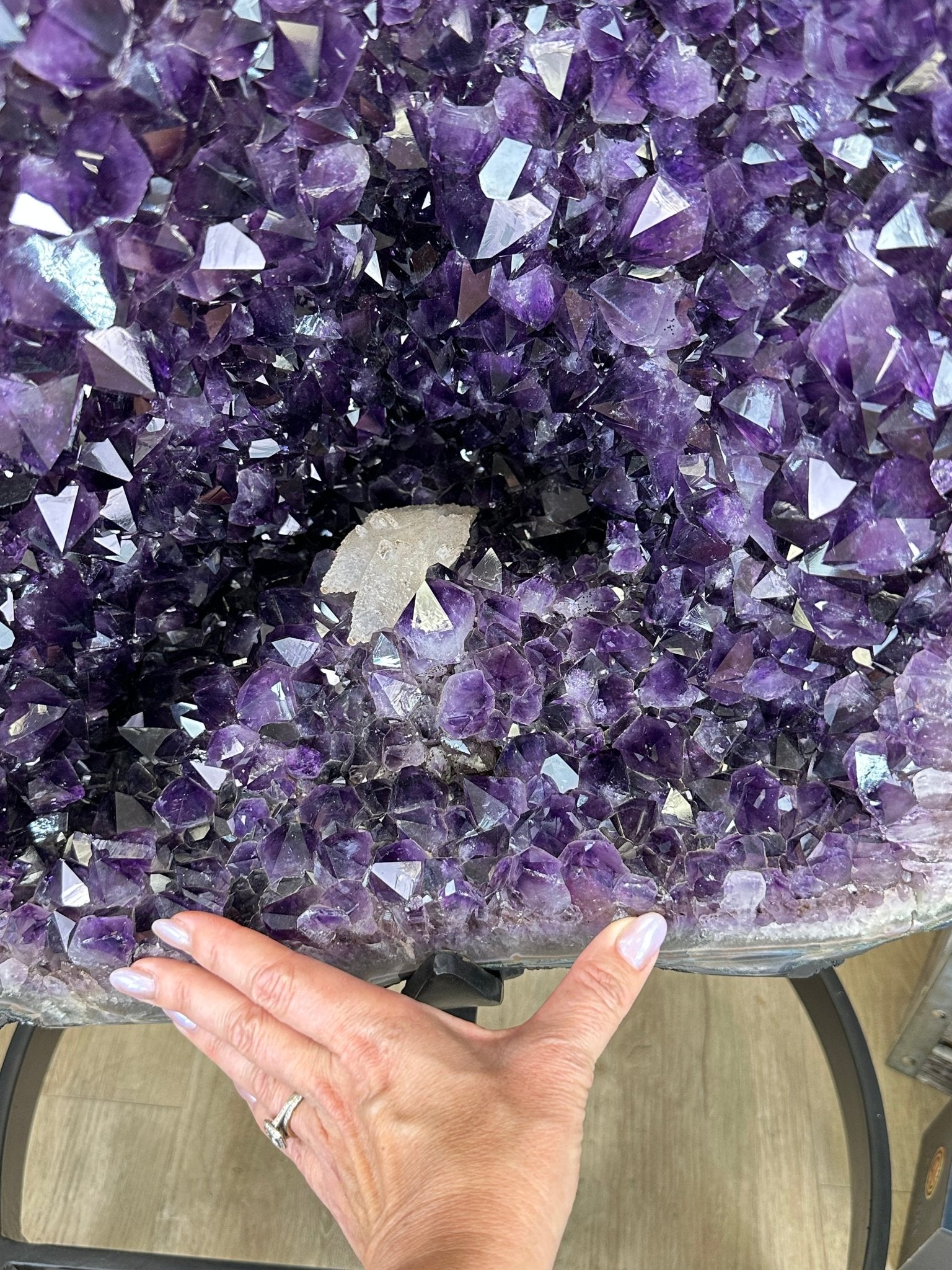 Large Super Quality Amethyst Cluster on Metal Stand, 227.1 lbs & 56.4" Tall #5491 - 0024 - Brazil GemsBrazil GemsLarge Super Quality Amethyst Cluster on Metal Stand, 227.1 lbs & 56.4" Tall #5491 - 0024Clusters on Fixed Bases5491 - 0024