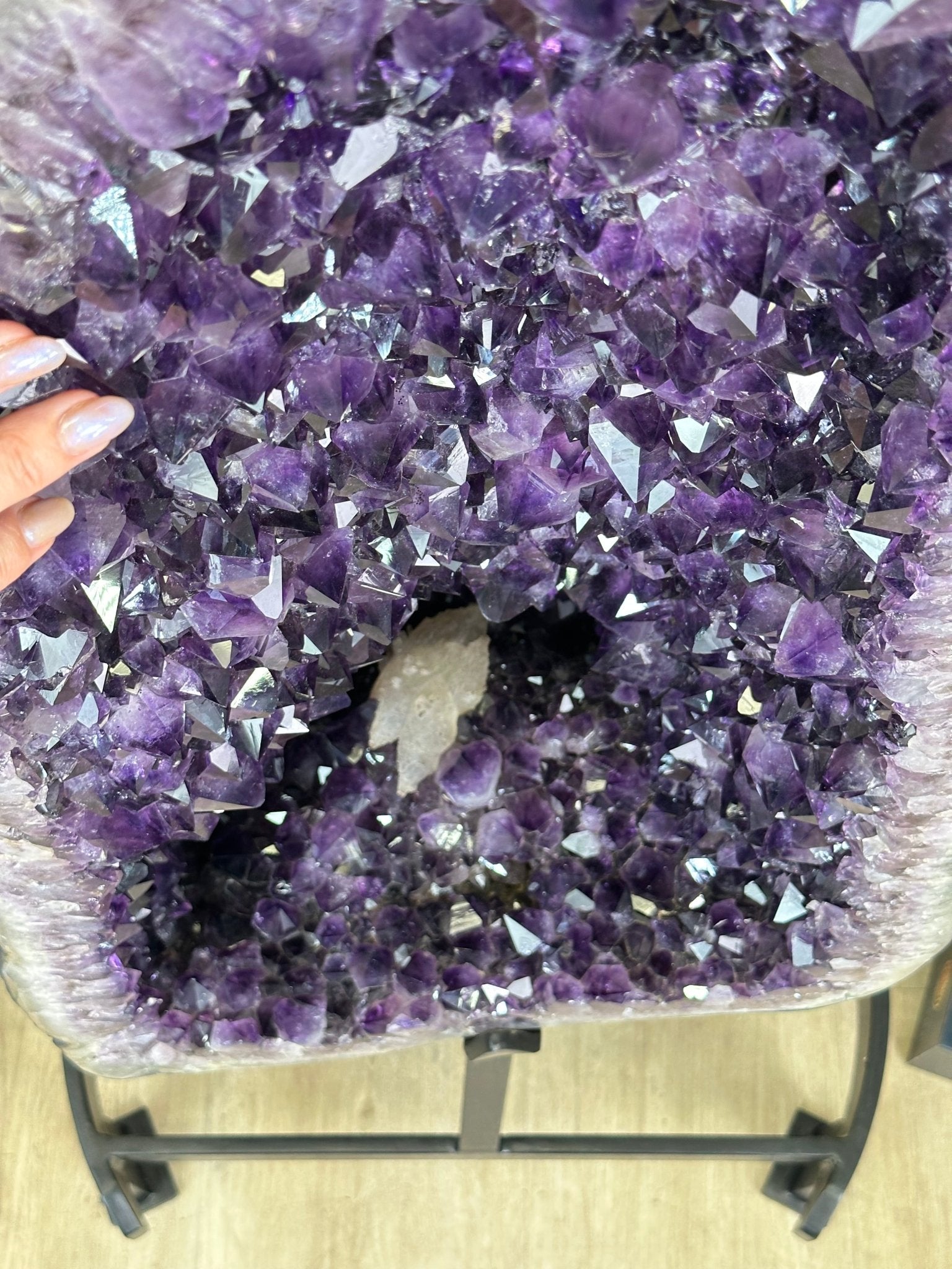 Large Super Quality Amethyst Cluster on Metal Stand, 227.1 lbs & 56.4" Tall #5491 - 0024 - Brazil GemsBrazil GemsLarge Super Quality Amethyst Cluster on Metal Stand, 227.1 lbs & 56.4" Tall #5491 - 0024Clusters on Fixed Bases5491 - 0024