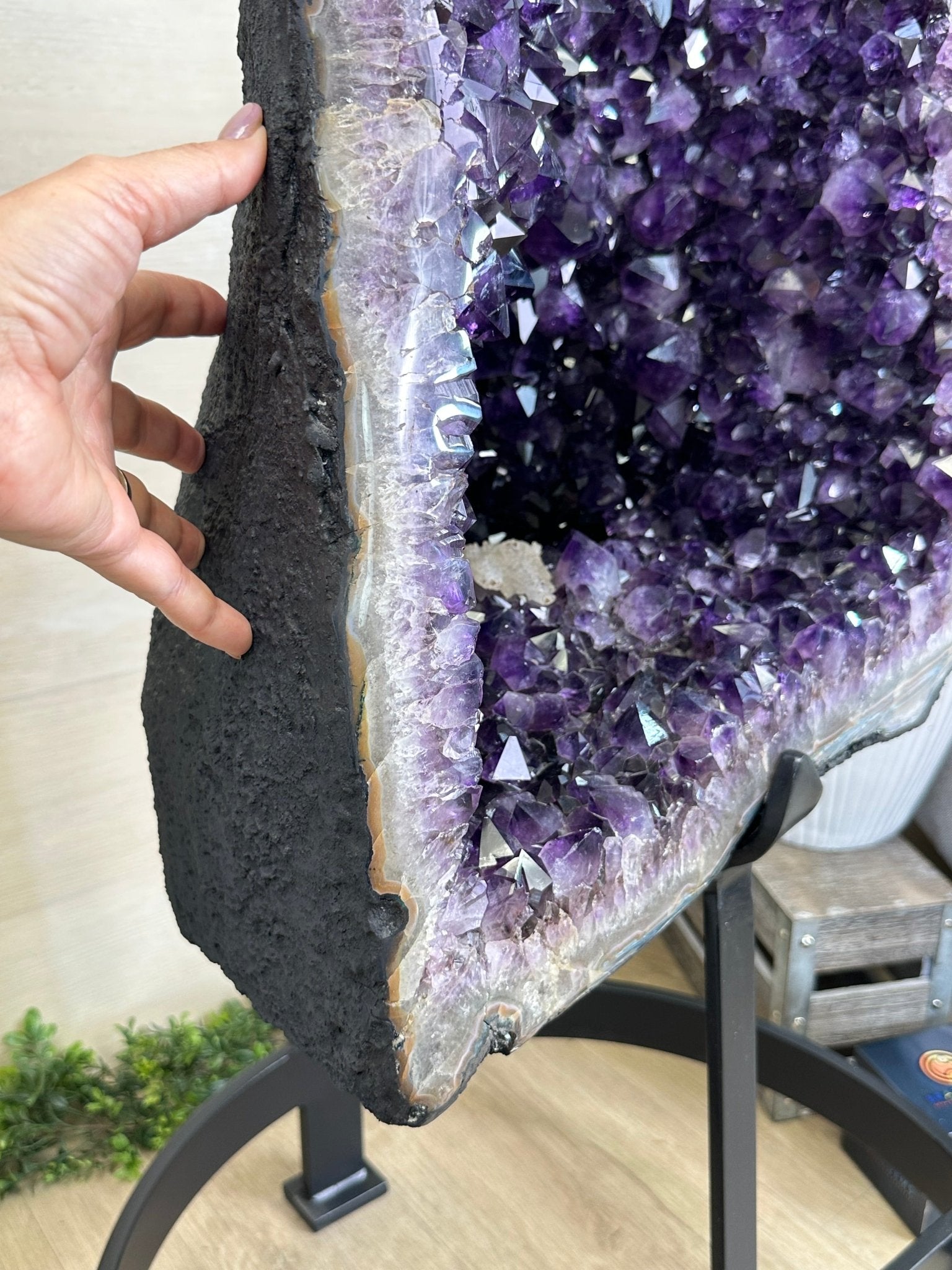 Large Super Quality Amethyst Cluster on Metal Stand, 227.1 lbs & 56.4" Tall #5491 - 0024 - Brazil GemsBrazil GemsLarge Super Quality Amethyst Cluster on Metal Stand, 227.1 lbs & 56.4" Tall #5491 - 0024Clusters on Fixed Bases5491 - 0024