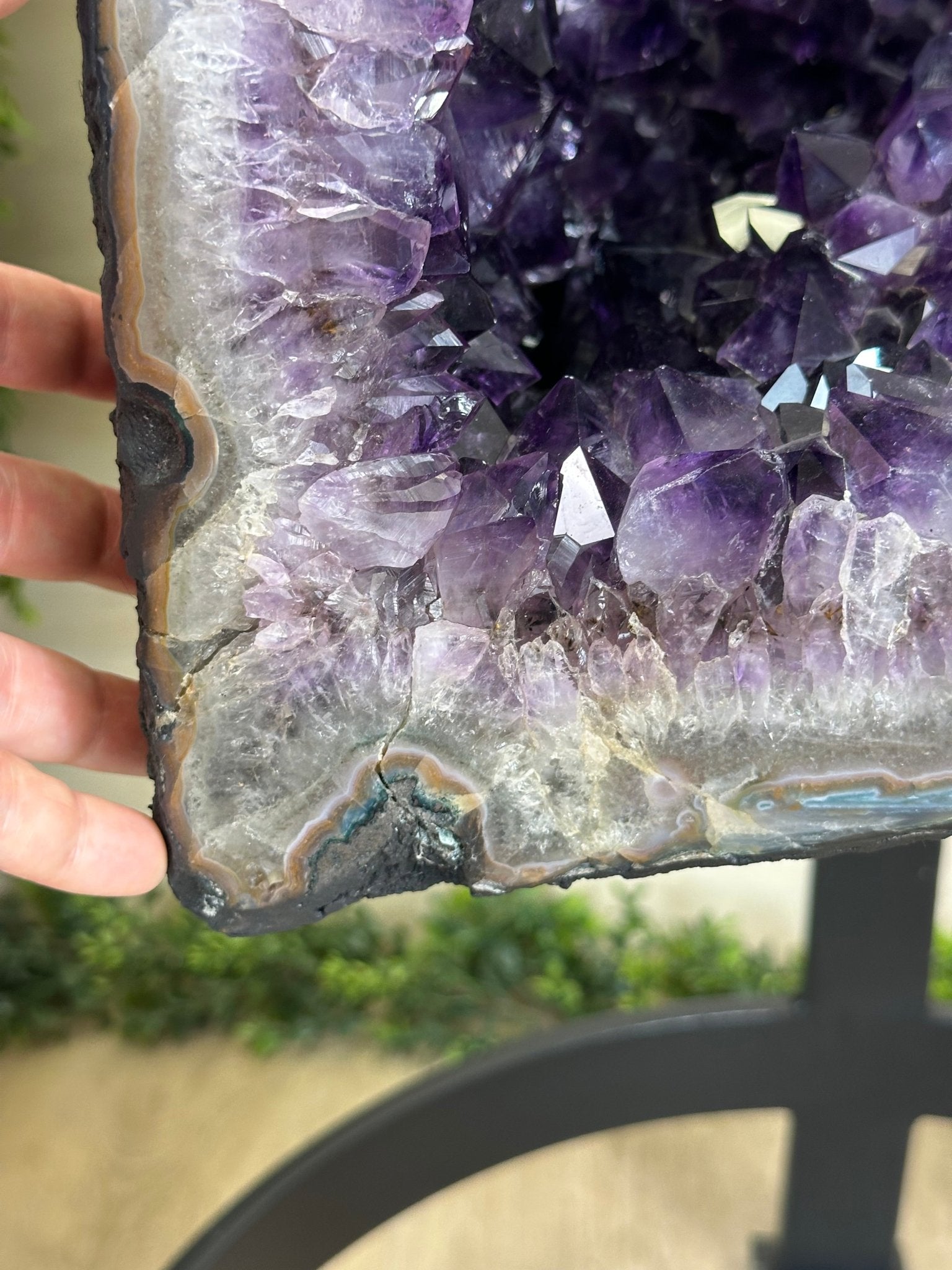 Large Super Quality Amethyst Cluster on Metal Stand, 227.1 lbs & 56.4" Tall #5491 - 0024 - Brazil GemsBrazil GemsLarge Super Quality Amethyst Cluster on Metal Stand, 227.1 lbs & 56.4" Tall #5491 - 0024Clusters on Fixed Bases5491 - 0024