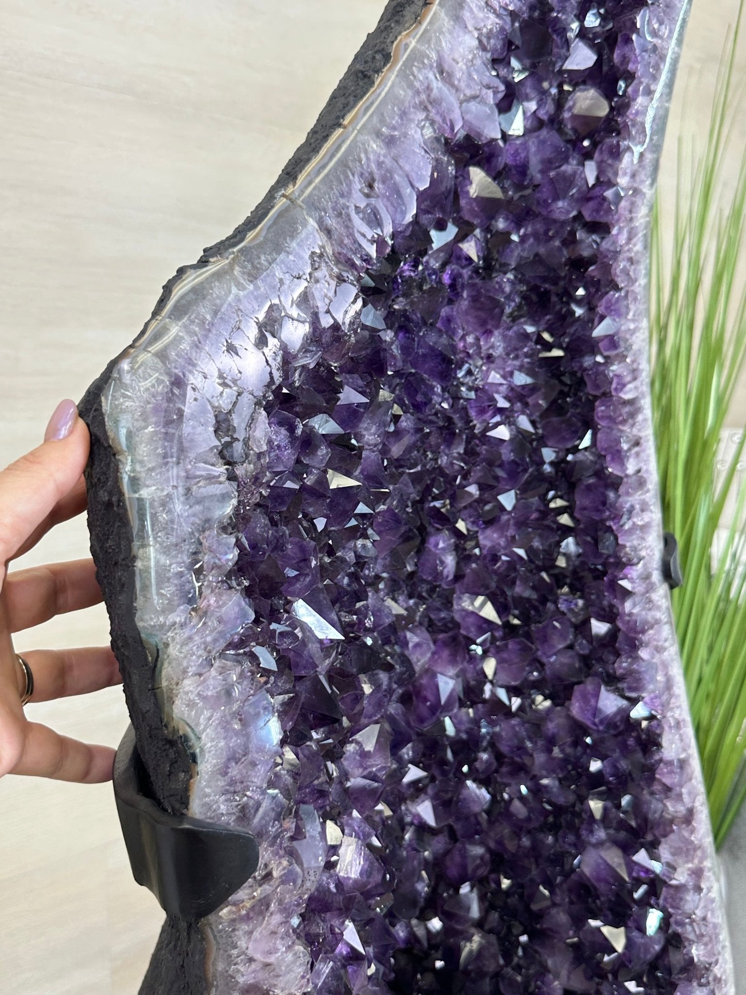 Large Super Quality Amethyst Cluster on Metal Stand, 227.1 lbs & 56.4" Tall #5491 - 0024 - Brazil GemsBrazil GemsLarge Super Quality Amethyst Cluster on Metal Stand, 227.1 lbs & 56.4" Tall #5491 - 0024Clusters on Fixed Bases5491 - 0024