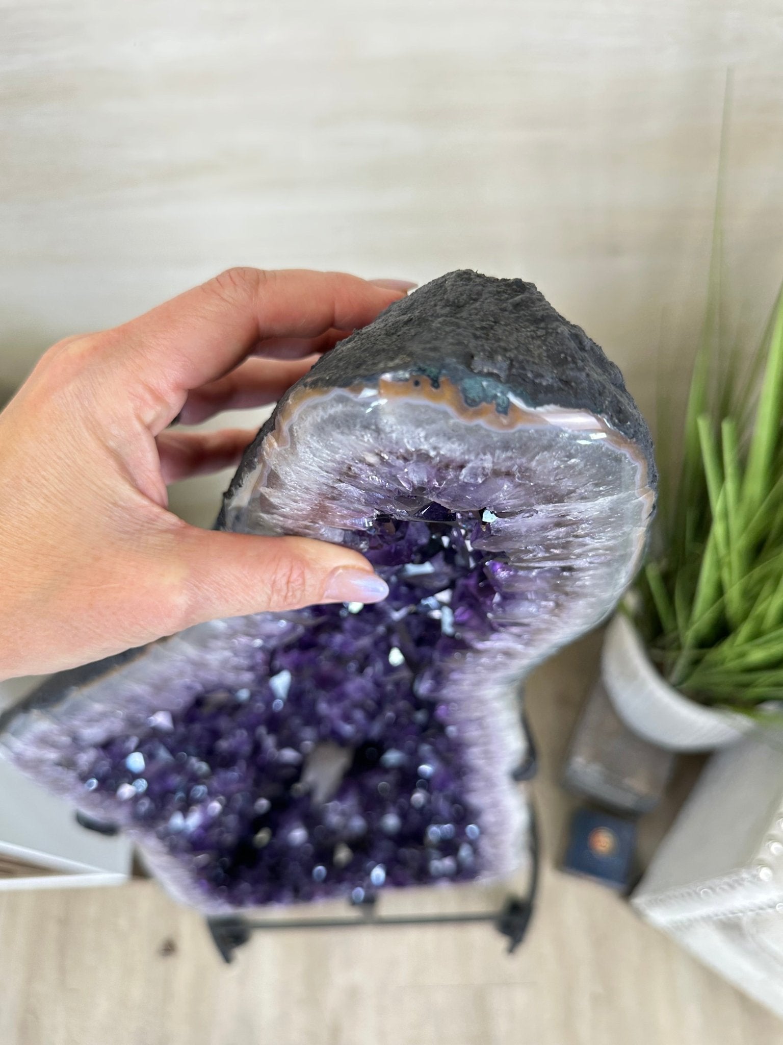 Large Super Quality Amethyst Cluster on Metal Stand, 227.1 lbs & 56.4" Tall #5491 - 0024 - Brazil GemsBrazil GemsLarge Super Quality Amethyst Cluster on Metal Stand, 227.1 lbs & 56.4" Tall #5491 - 0024Clusters on Fixed Bases5491 - 0024
