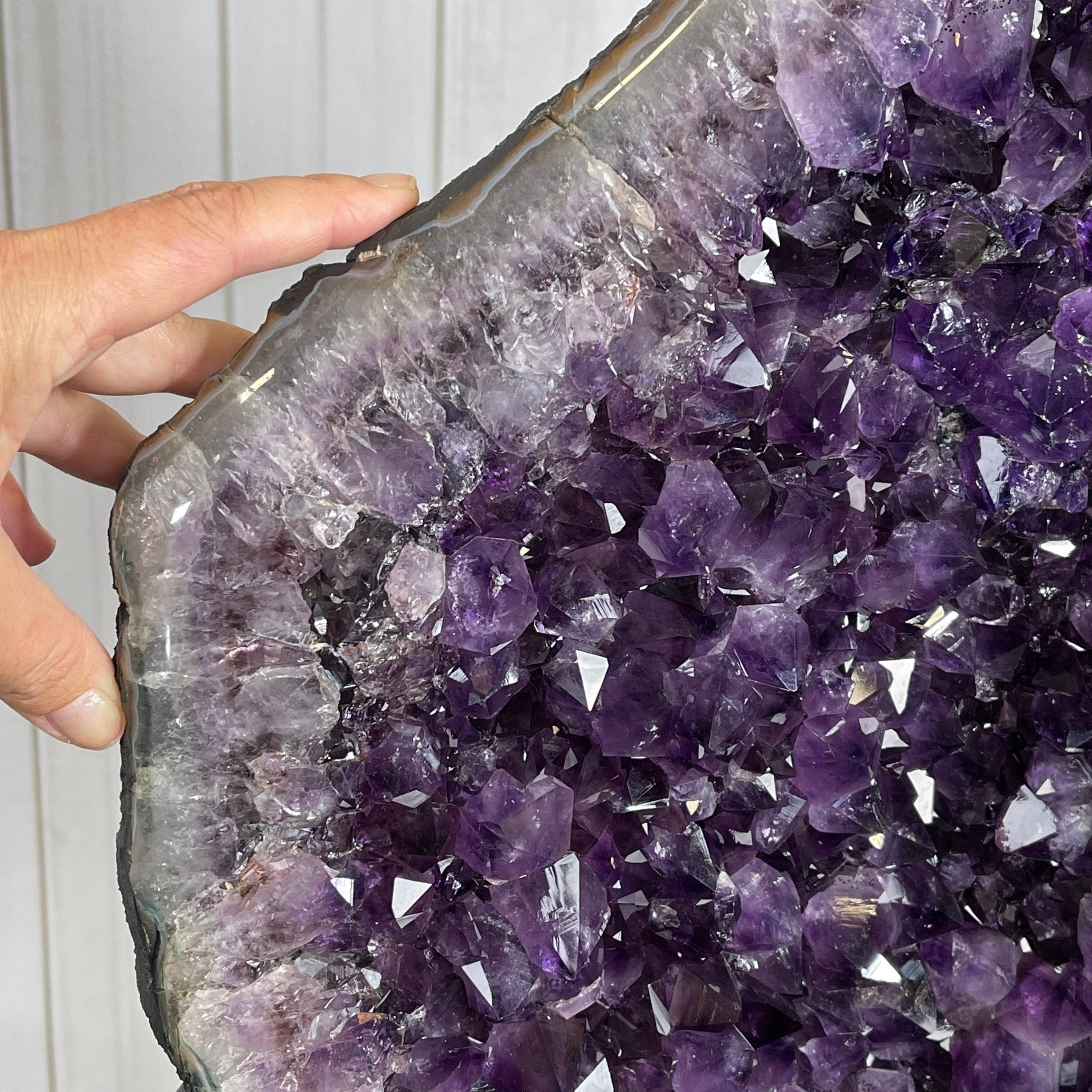 Amethyst Cluster on a Metal Base For Sale by Brazil Gems