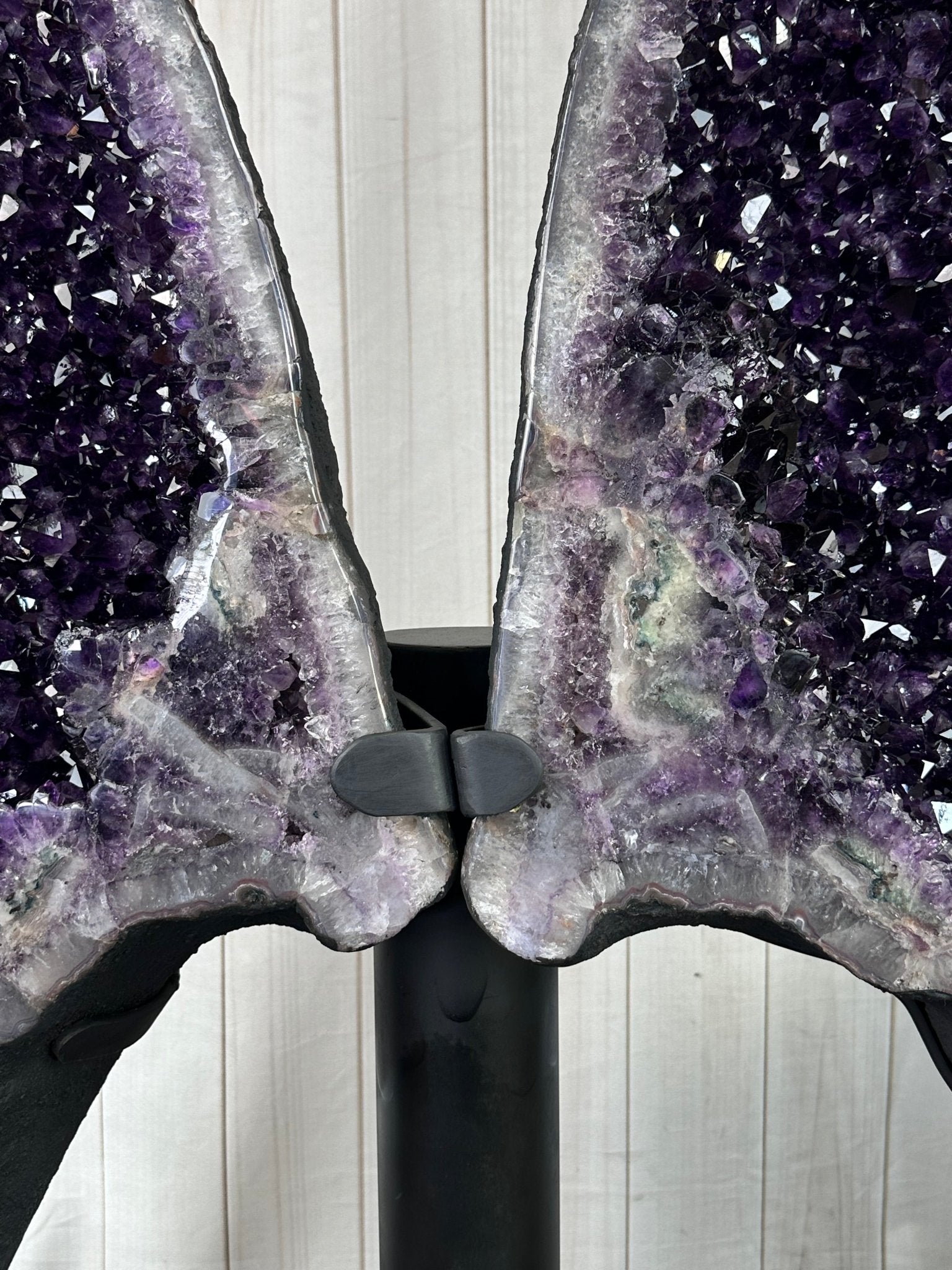 Large Super Quality Amethyst Wings on a Metal Stand, 337 lbs, 63